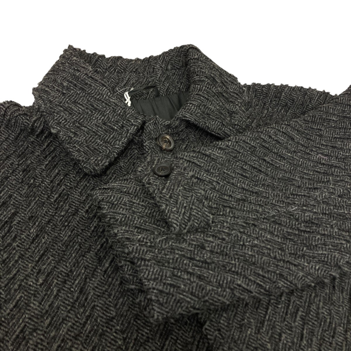 25AWHerringbone Bonding Tweed Big Balmacaan Coat