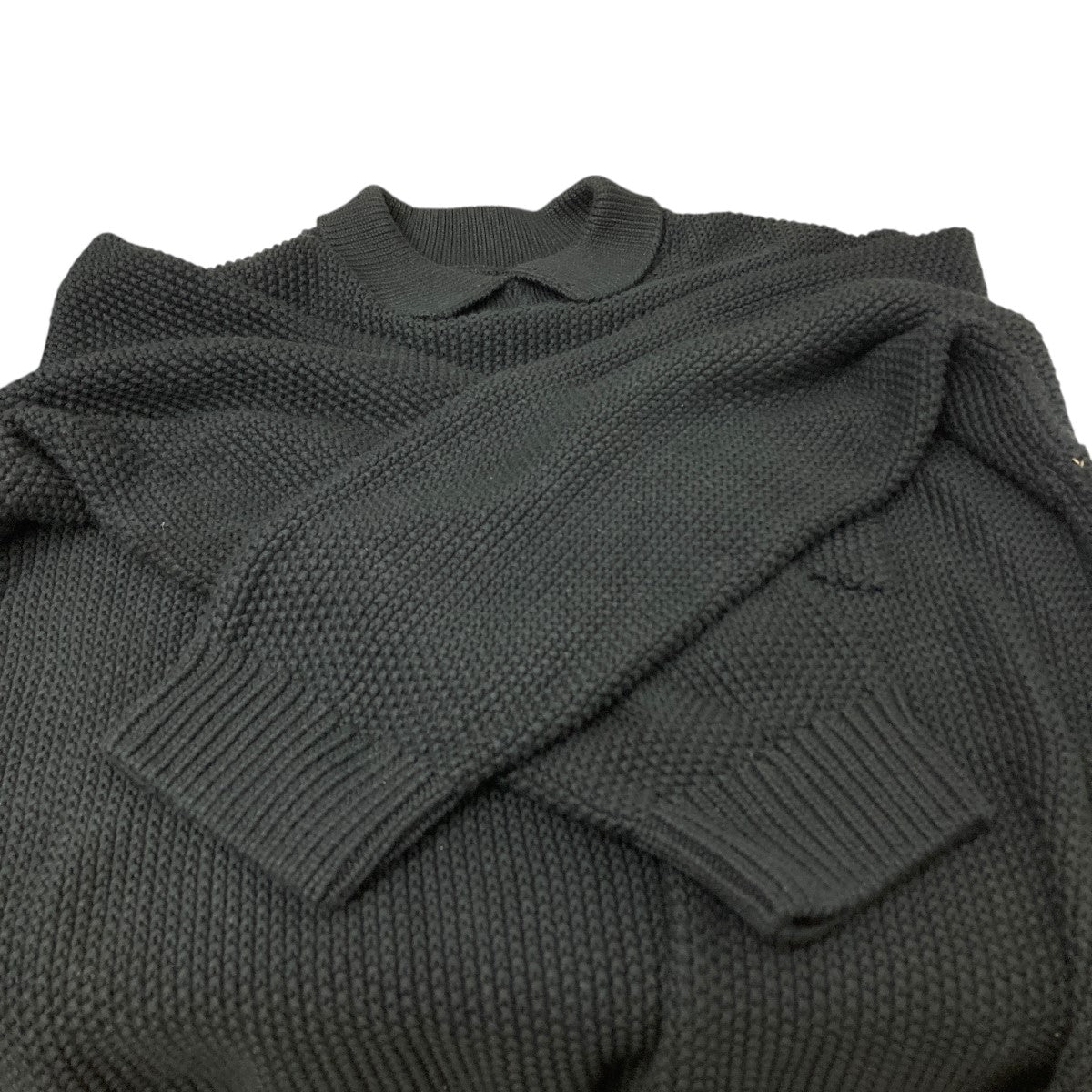 seed stitch collar sweater 襟付きローゲージニット