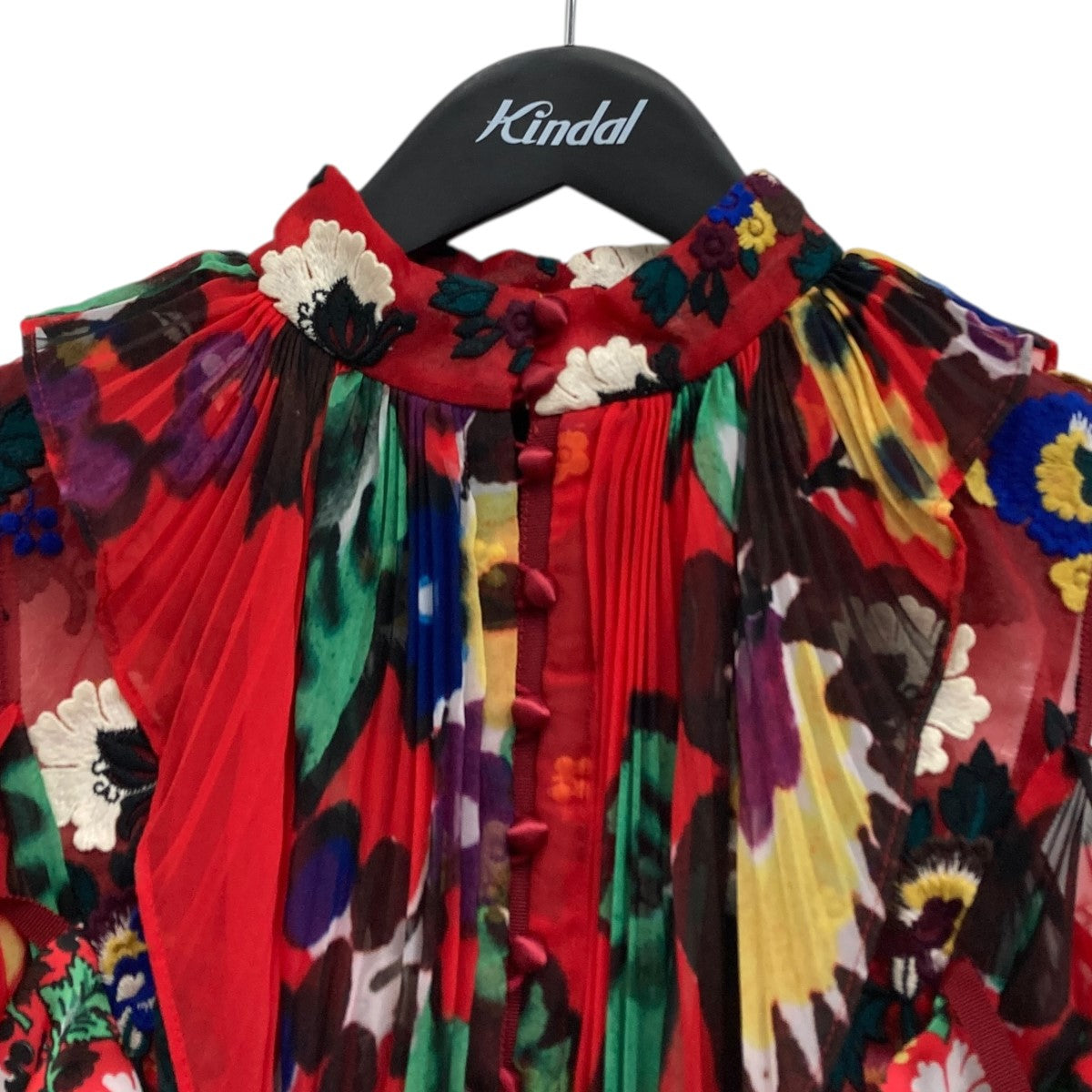 sacai プリーツレースブラウス 古着・中古-3枚目のアイテム画像