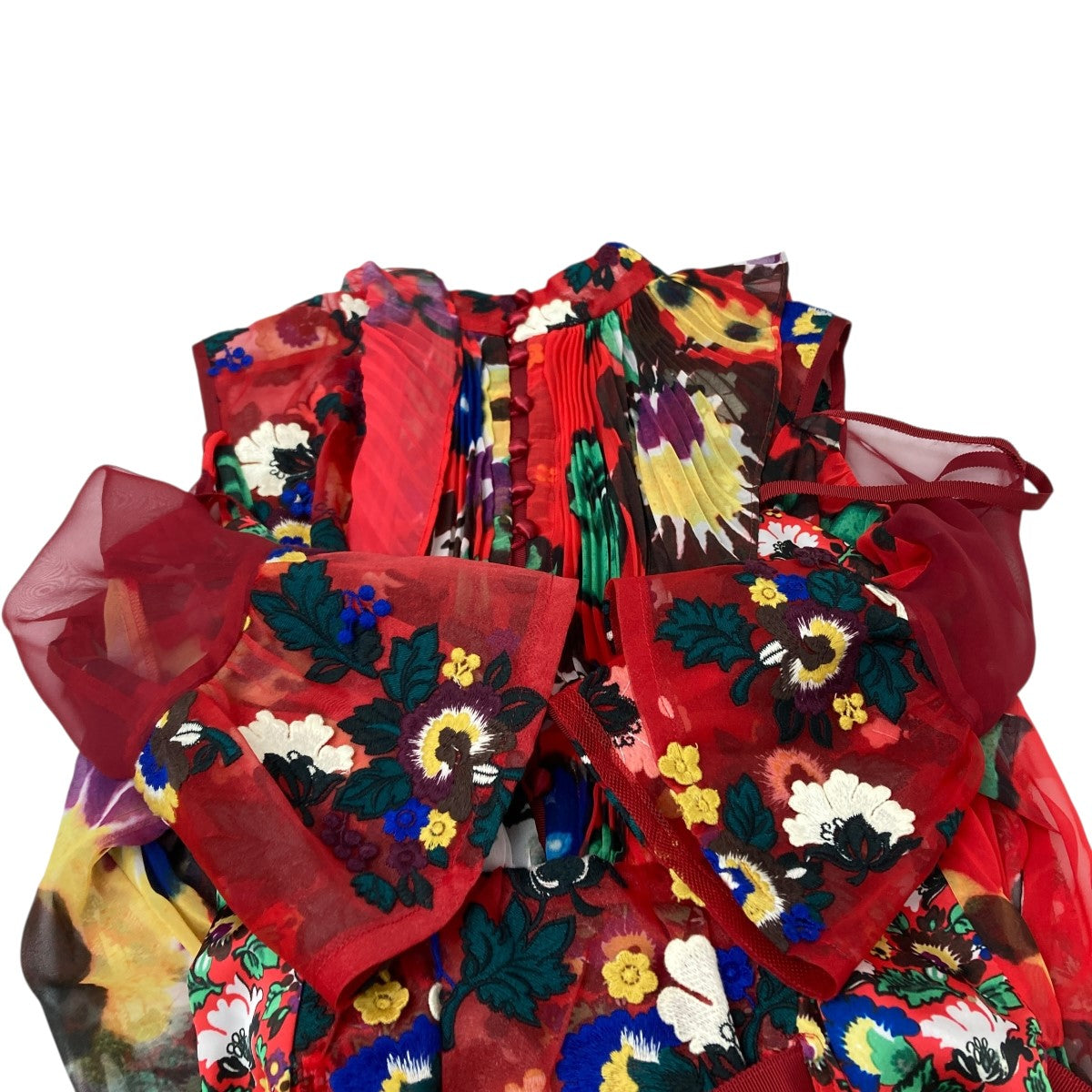 sacai プリーツレースブラウス 古着・中古-4枚目のアイテム画像