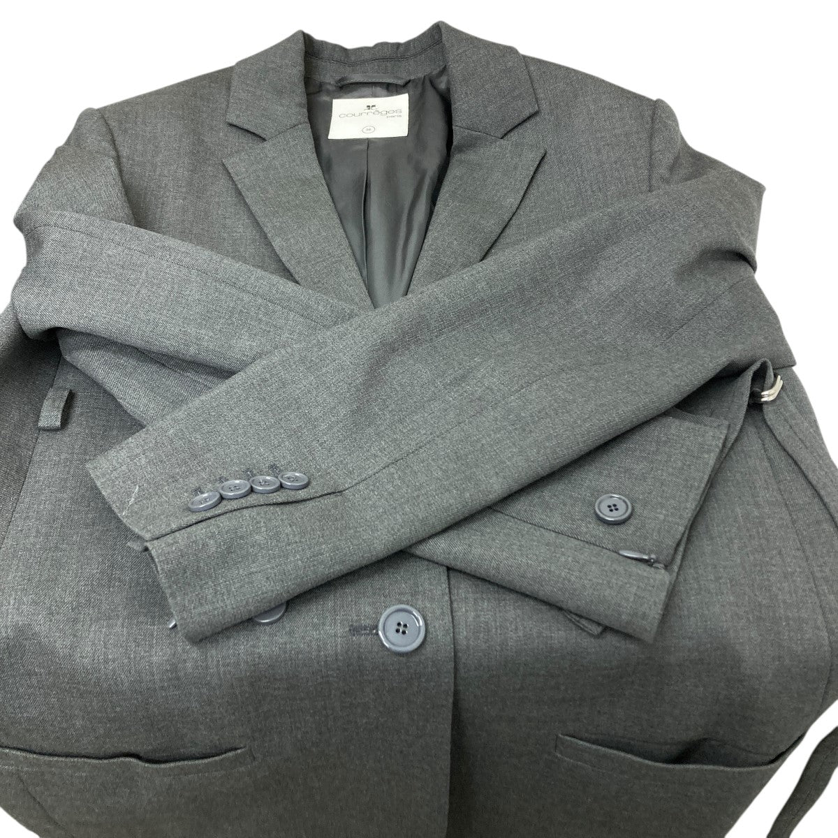 courreges ベルテッド テーラードジャケット 古着・中古-4枚目のアイテム画像