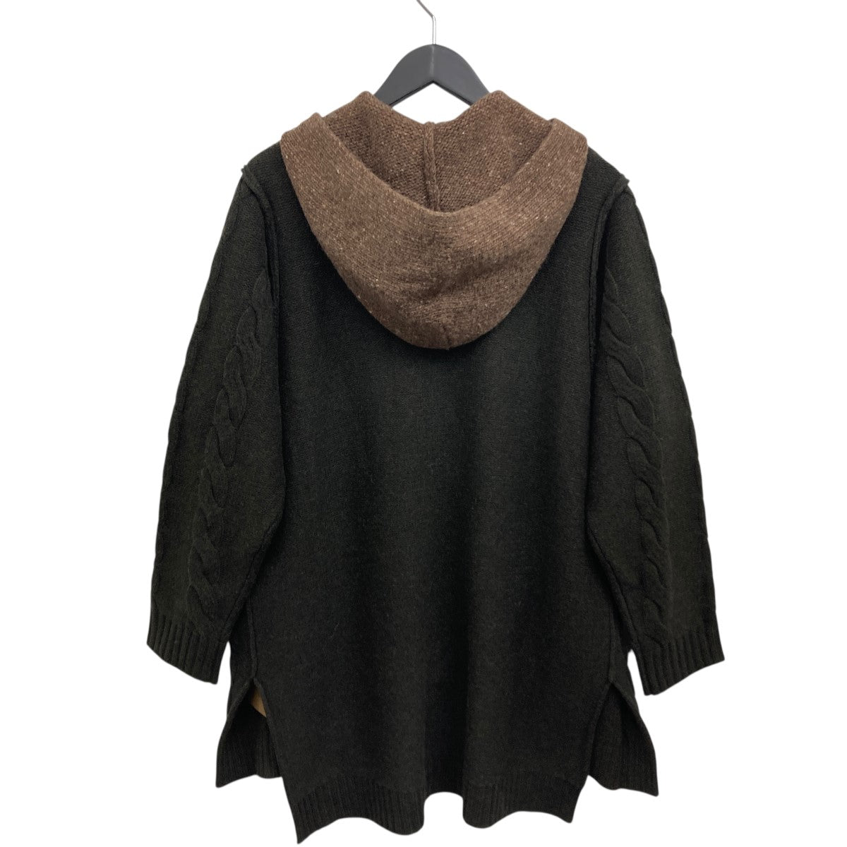fine merino wool cable switch unbalance hoodie ケーブルニットアンバランスフーディ