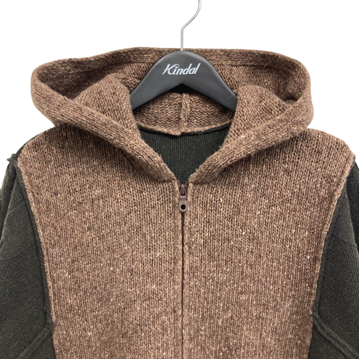 fine merino wool cable switch unbalance hoodie ケーブルニットアンバランスフーディ