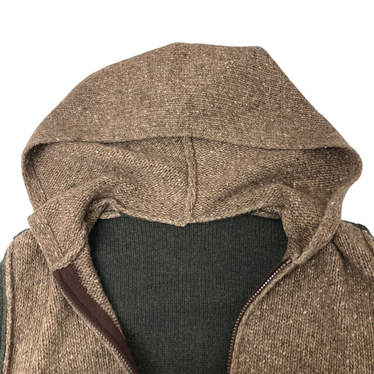 fine merino wool cable switch unbalance hoodie ケーブルニットアンバランスフーディ