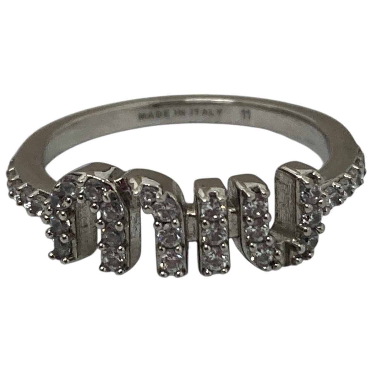 MIU MIU(ミュウミュウ) ロゴクリスタルストーンリング 5JA091 シルバー