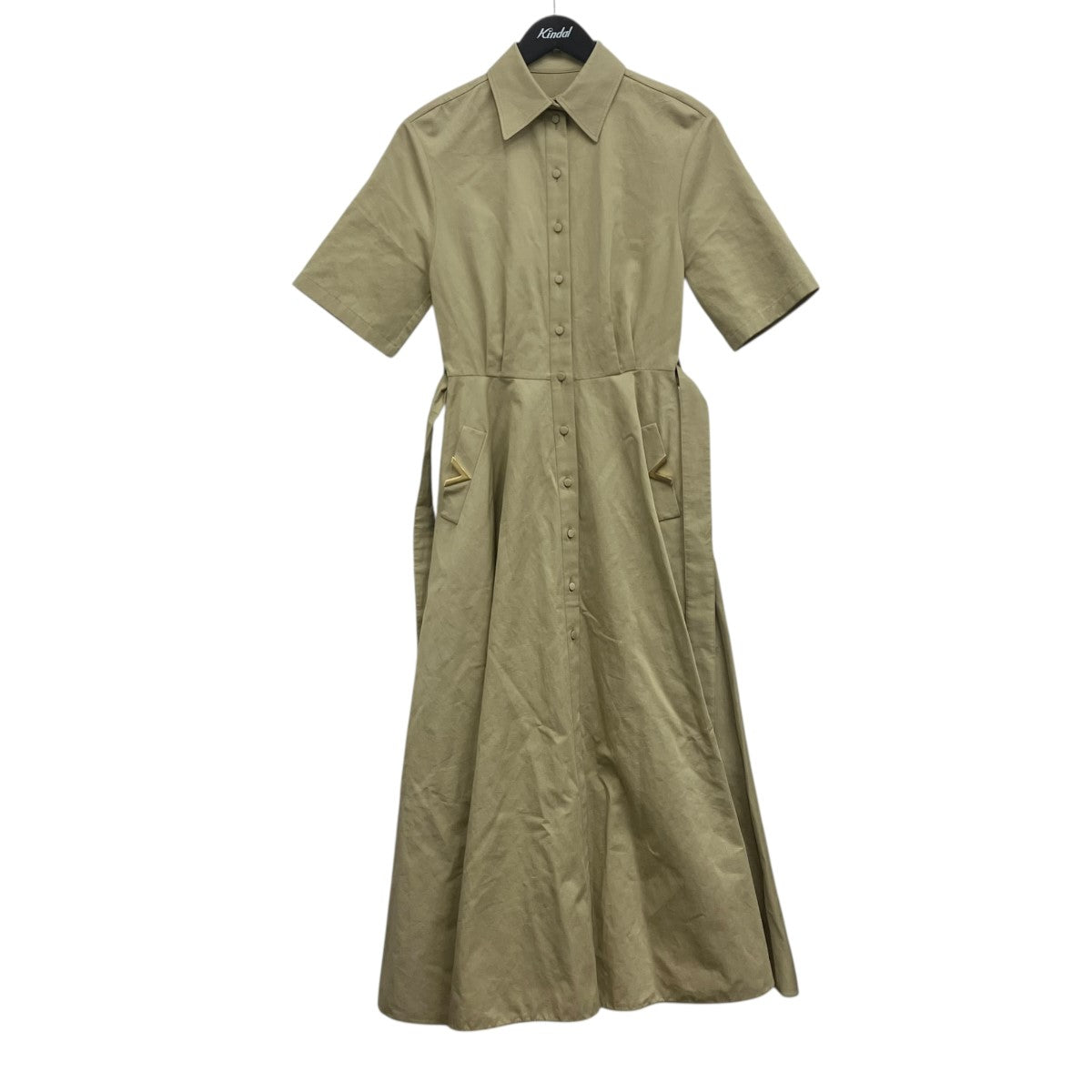 VALENTINO V GOLD COTTON AND LINEN SHIRT V金具シャツワンピース 古着・中古-1枚目のアイテム画像