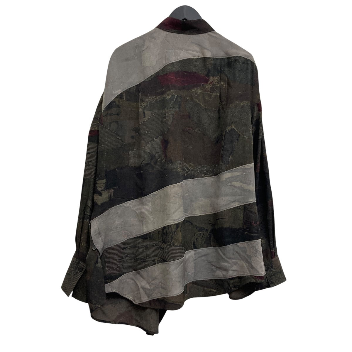 Digital Print Asymmetric Long Shirt MIX OLIVE アシンメトリーシャツ