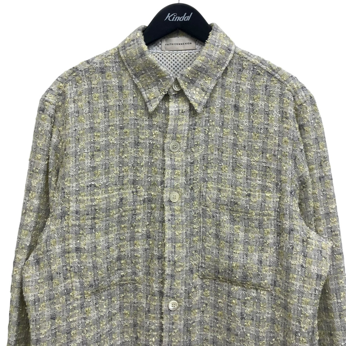 FAITH CONNEXION TWEED OVERSHIERT LIGHT GREYオーバーシャツX180T00574 古着・中古-3枚目のアイテム画像