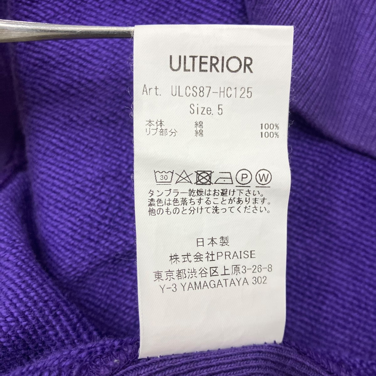 ULTERIOR リバースウィーブハーフジップフーディー 古着・中古-10枚目のアイテム画像