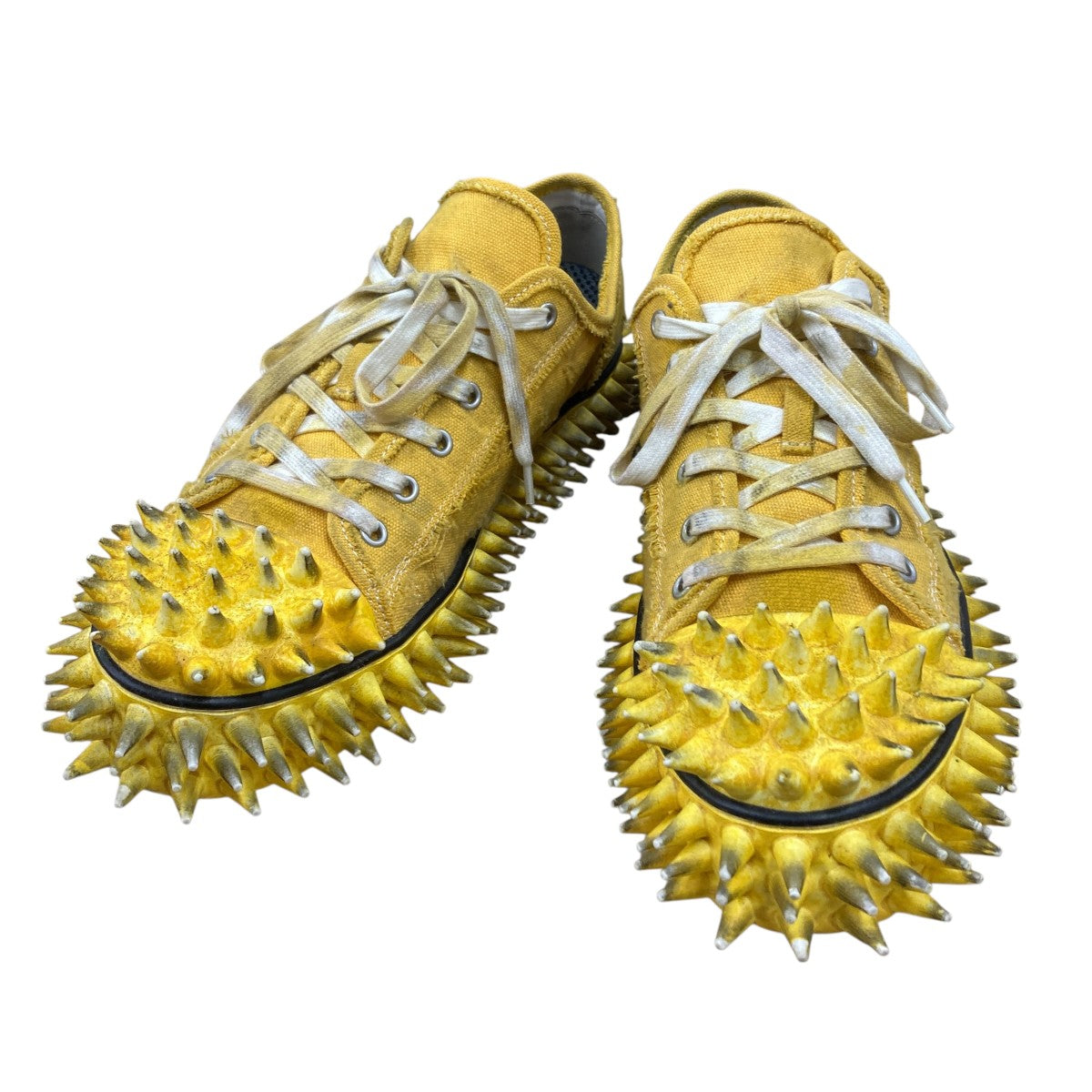 doublet Dirty Spike Toe Cap Canvas Sneaker Yellow スパイクデザインスニーカー 古着・中古-1枚目のアイテム画像