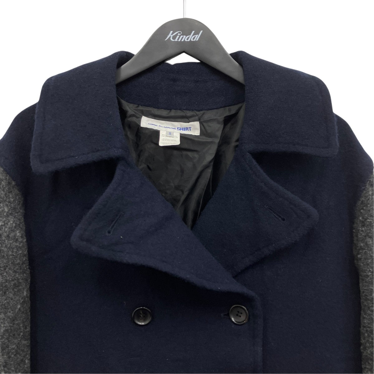 wool nylon medium tweed garment treated COAT 切替ウールナイロンコート