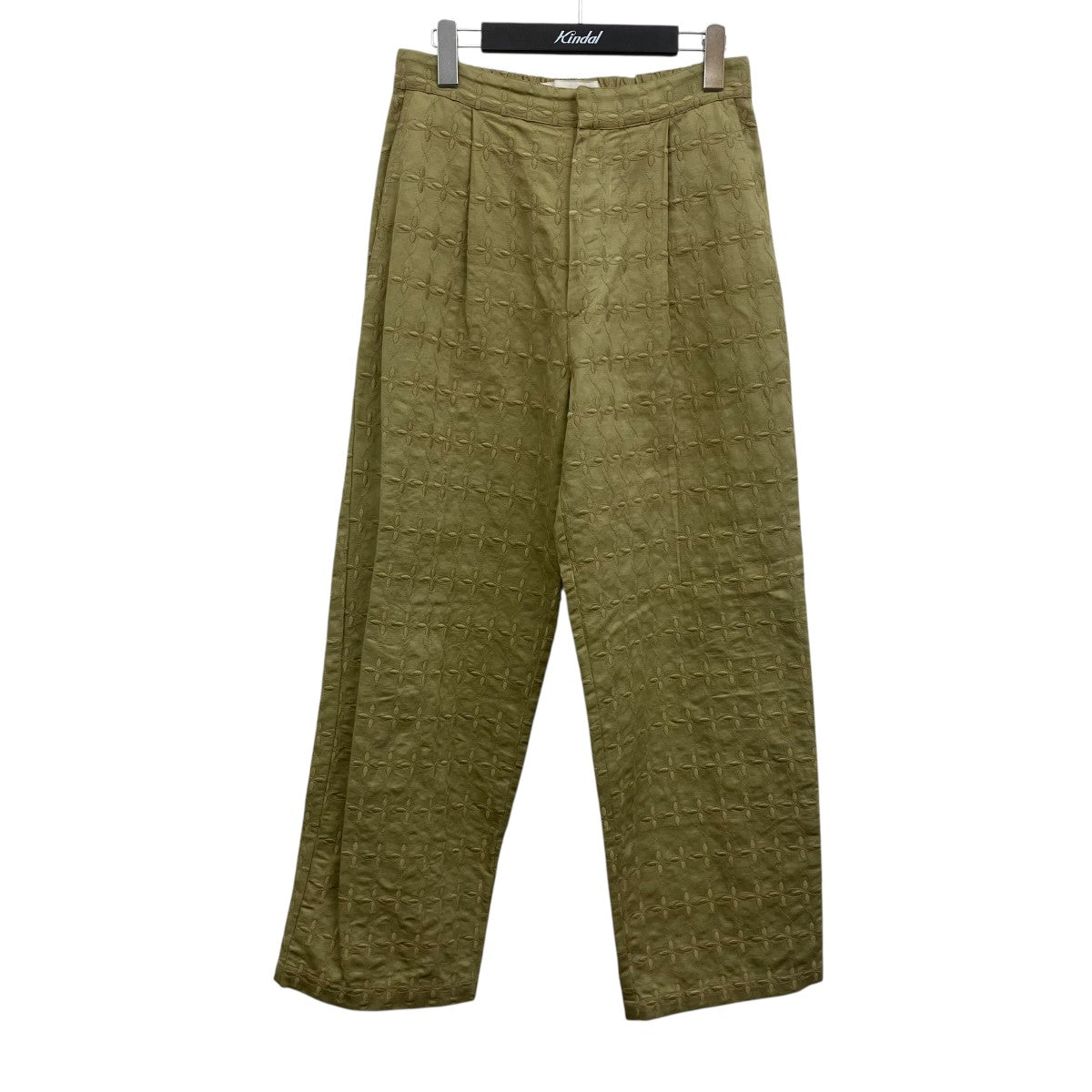 COTTON LINEN TWILL FLOWER EMBROIDERY PANTSエンブロイダリーフラワートラウザー