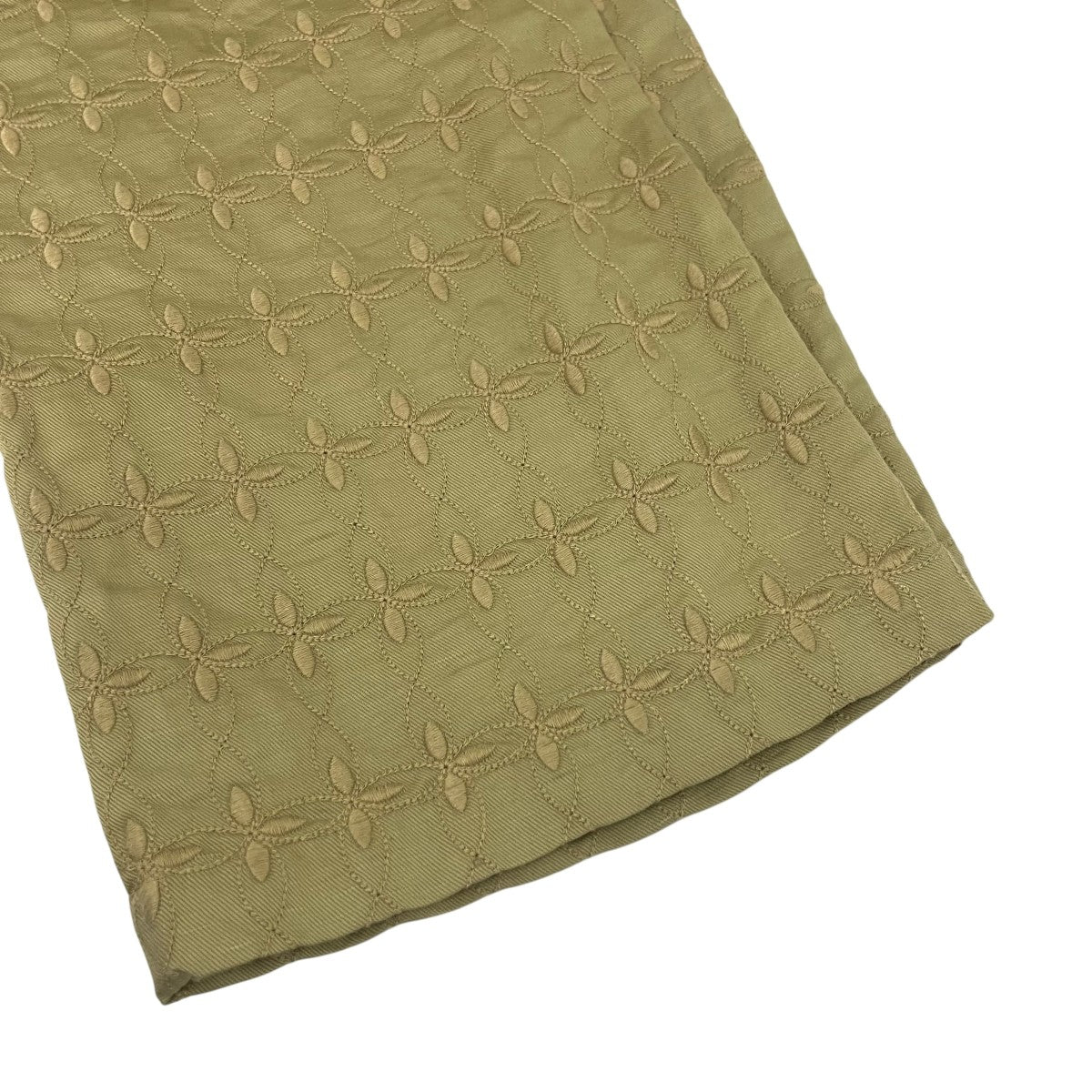 COTTON LINEN TWILL FLOWER EMBROIDERY PANTSエンブロイダリーフラワートラウザー