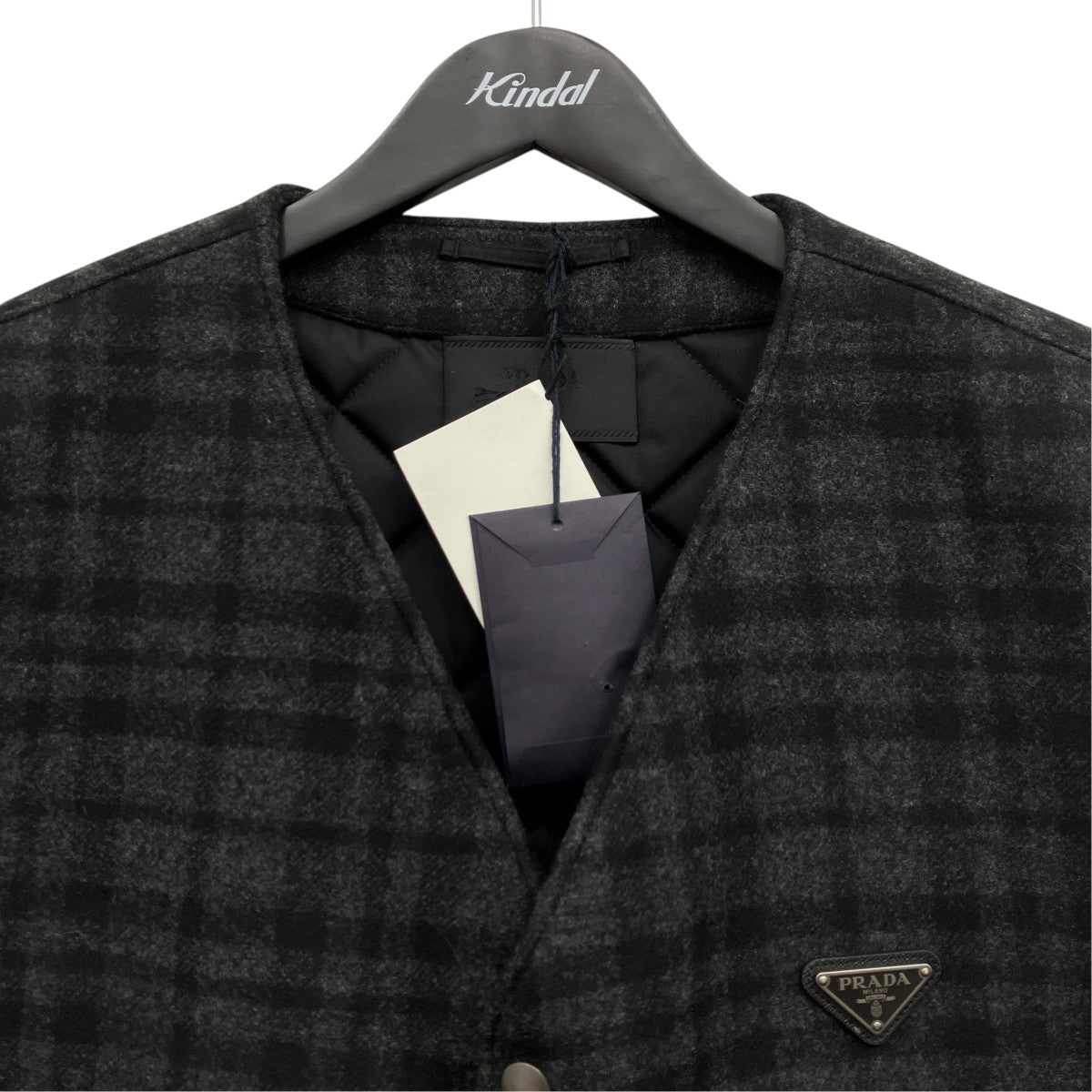 PRADA プレイドウールベスト 古着・中古-3枚目のアイテム画像