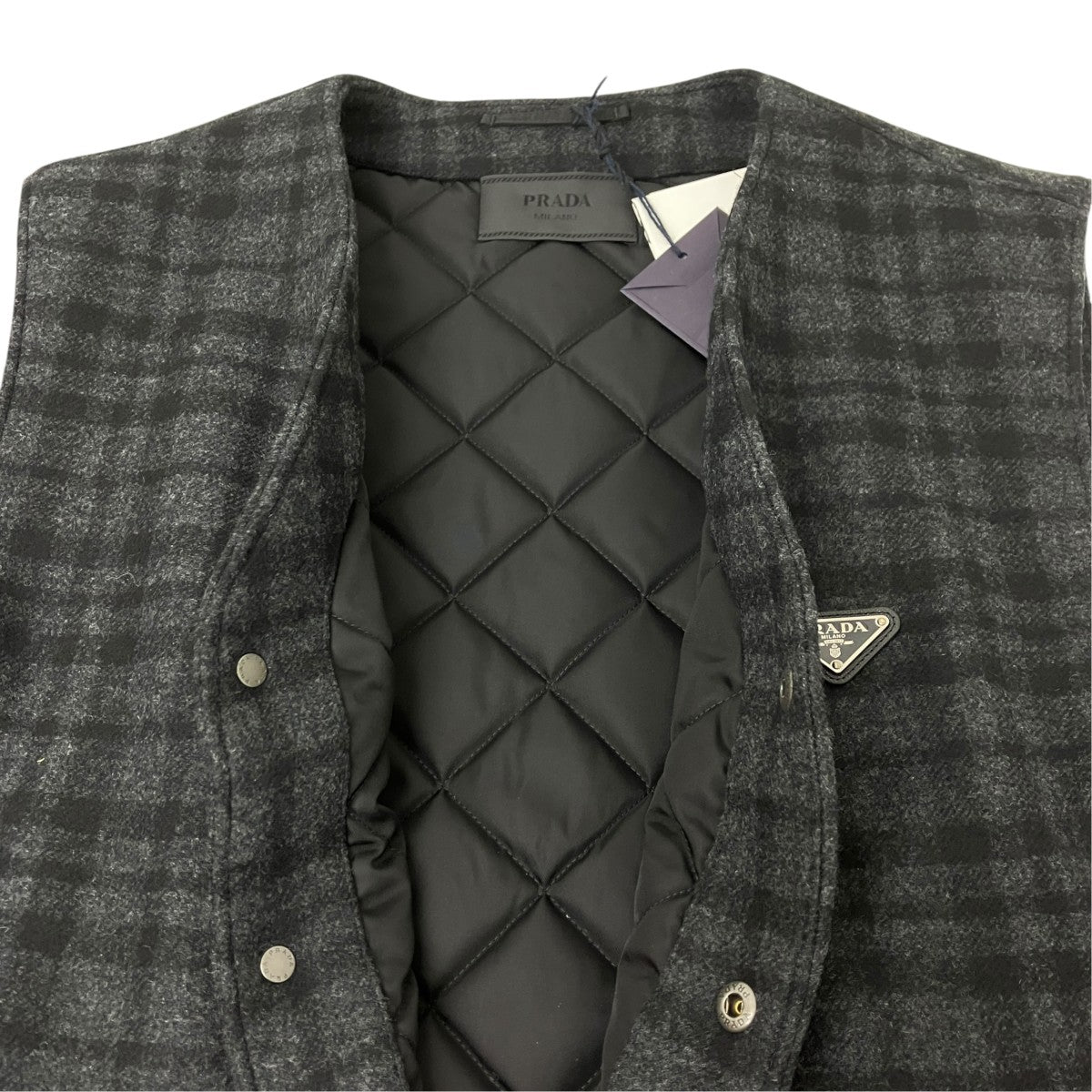PRADA プレイドウールベスト 古着・中古-5枚目のアイテム画像