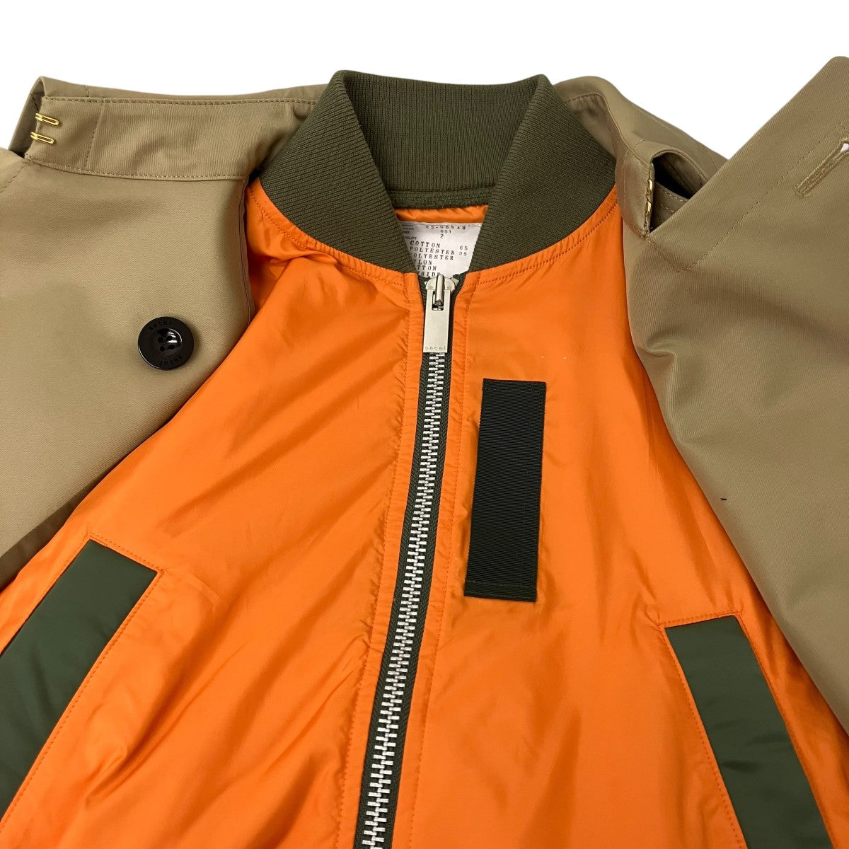 sacai(サカイ) ドッキングショートトレンチジャケット 22-05948 カーキ