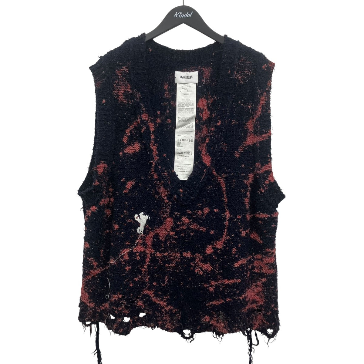 doublet RECYCLE COTTON BLEACHED VEST ニットベスト 古着・中古-1枚目のアイテム画像