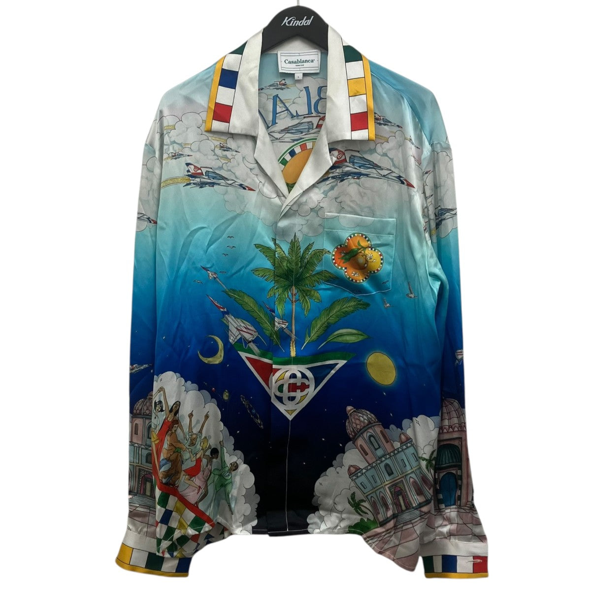 CASABLANCA(カサブランカ) Cuban Collar Long Sleeve Shirt シルク