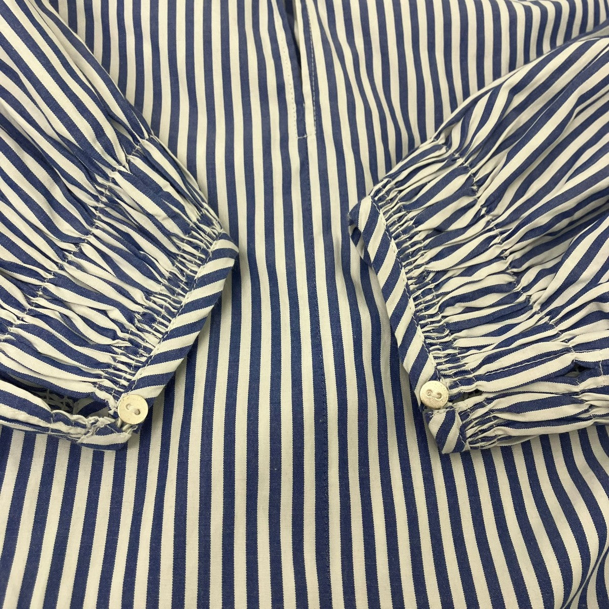 ne quittez pas Fine Poplin Kika EMB Gather Blouse ストライプギャザーブラウス 古着・中古-4枚目のアイテム画像
