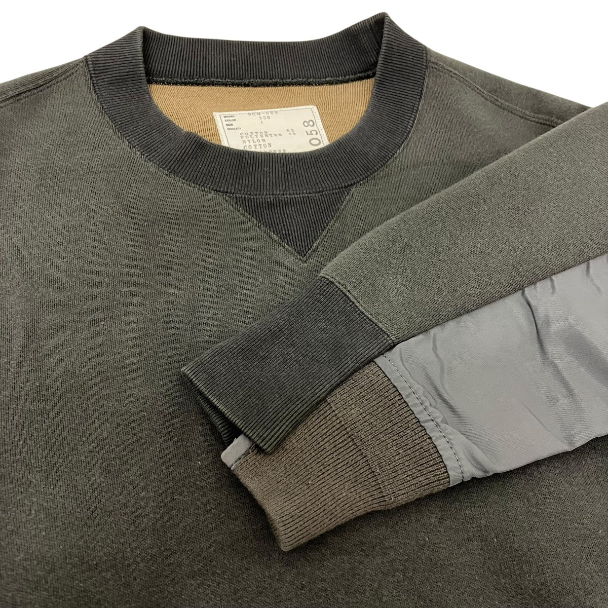 sacai 24ssSponge Sweat x Nylon Twill Pullover ドッキングスウェット 古着・中古-4枚目のアイテム画像