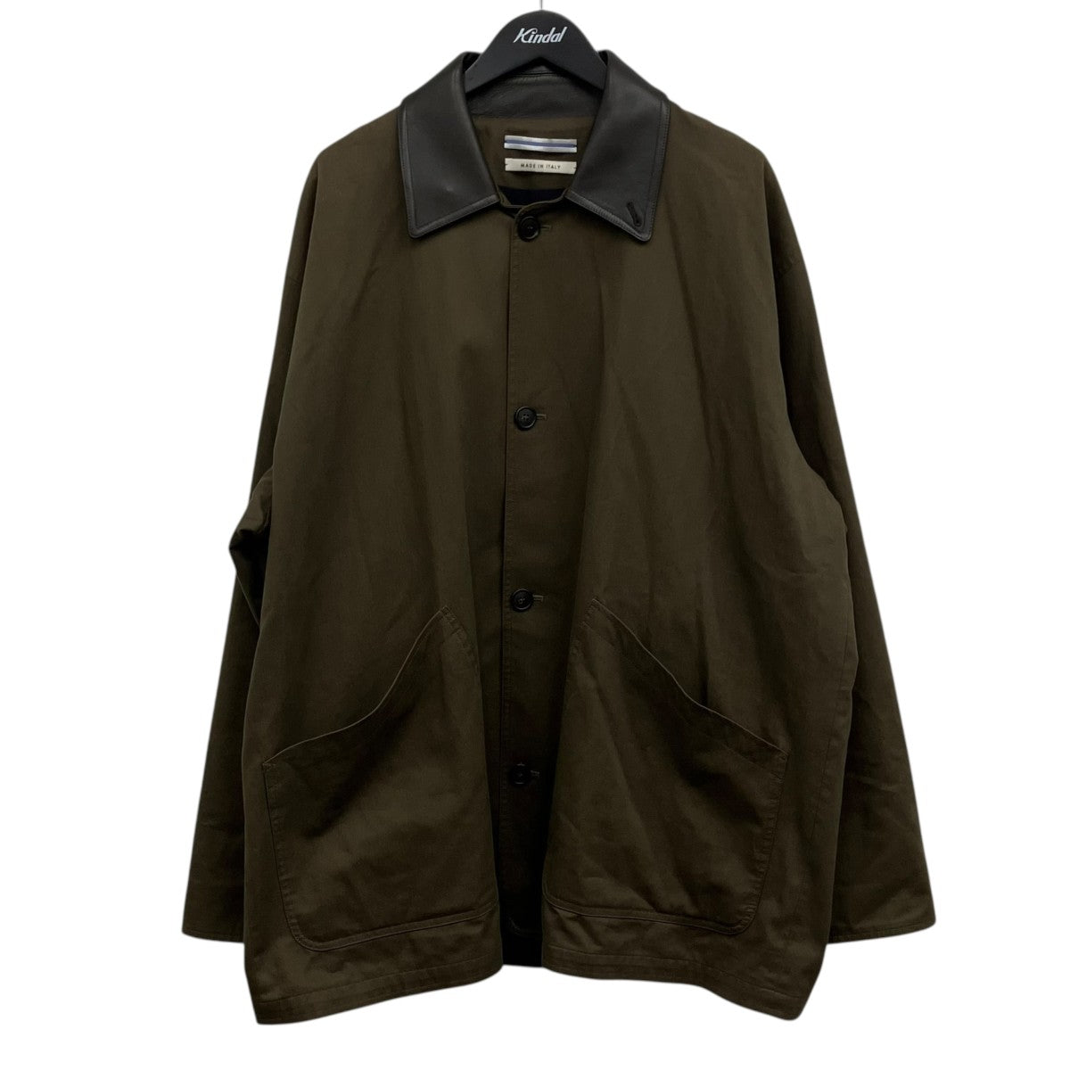 Cristaseya oversized blouson with leather patch レザーカラーコート 古着・中古-1枚目のアイテム画像