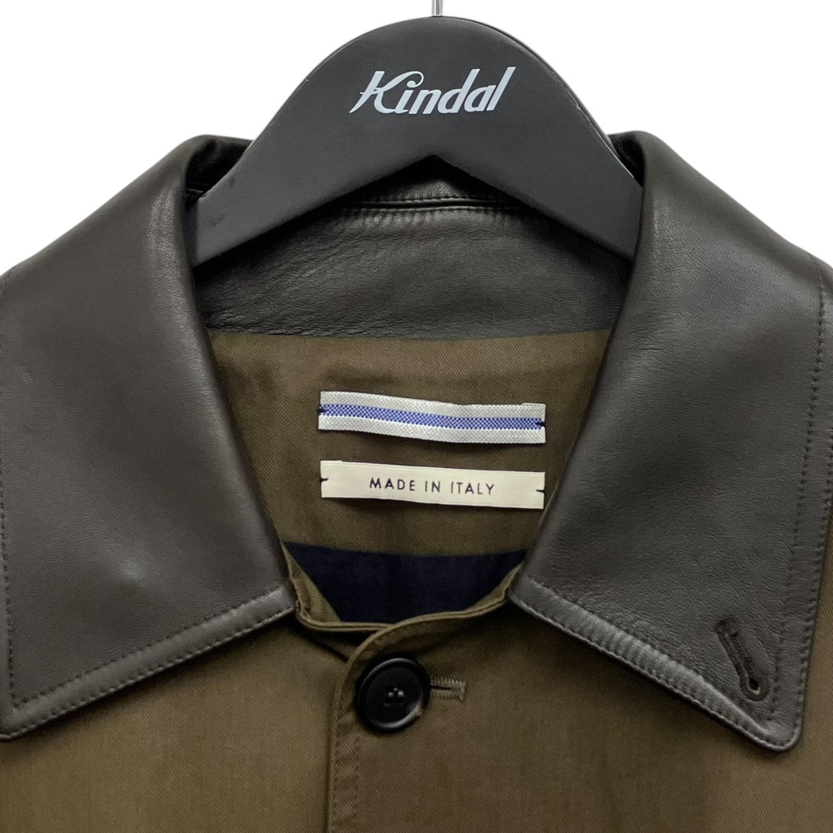Cristaseya oversized blouson with leather patch レザーカラーコート 古着・中古-3枚目のアイテム画像