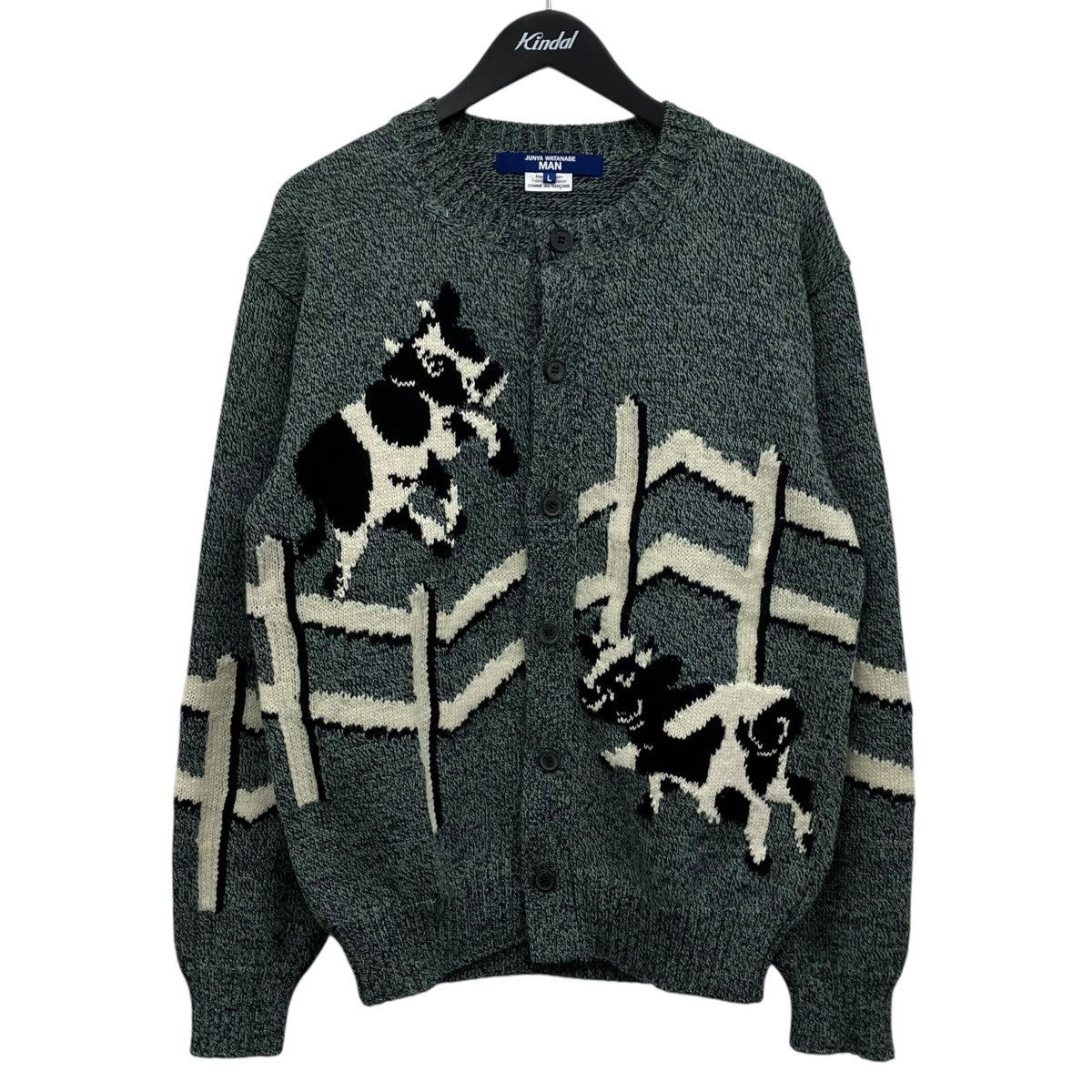 CDG JUNYA WATANABE MAN ウールエステル天竺インターシャジャガードカーディガン 古着・中古-1枚目のアイテム画像