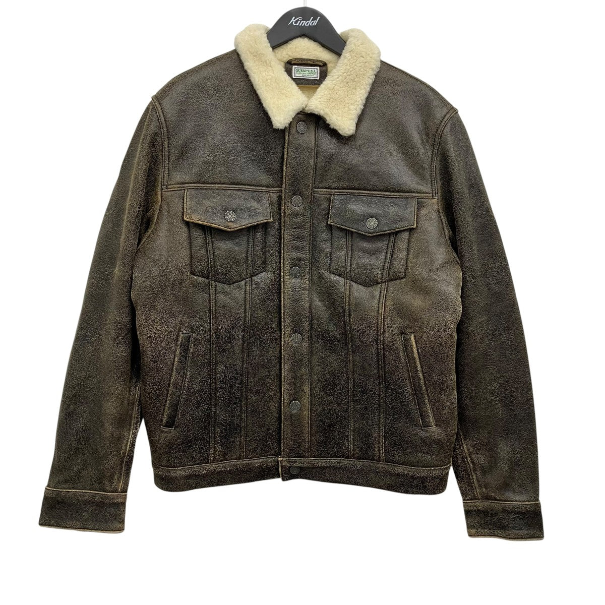 GUESS sherpa leather trucker jacket レザーボアジャケット 古着・中古-1枚目のアイテム画像