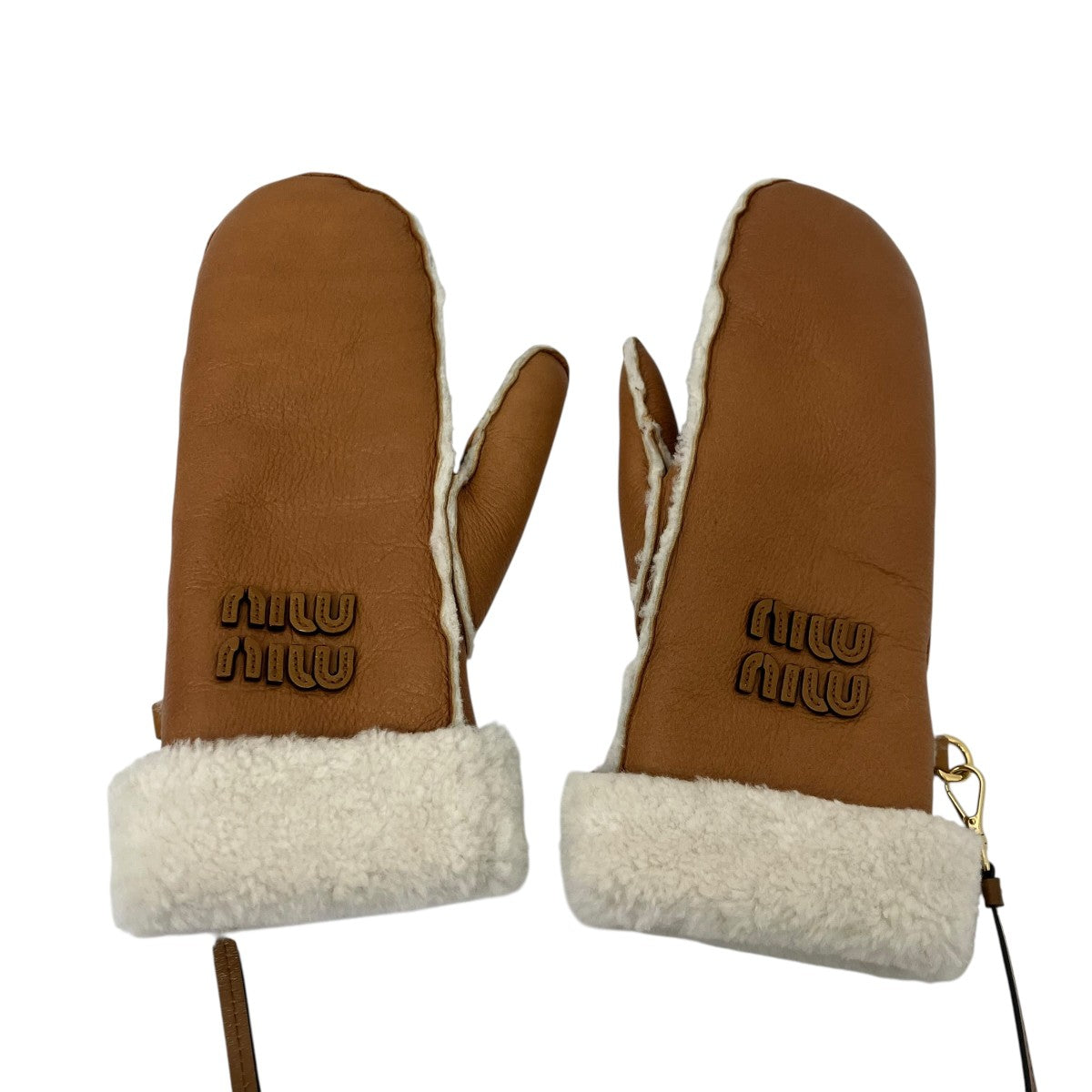 MIU MIU(ミュウミュウ) ムートンレザーグローブ ブラウン サイズ