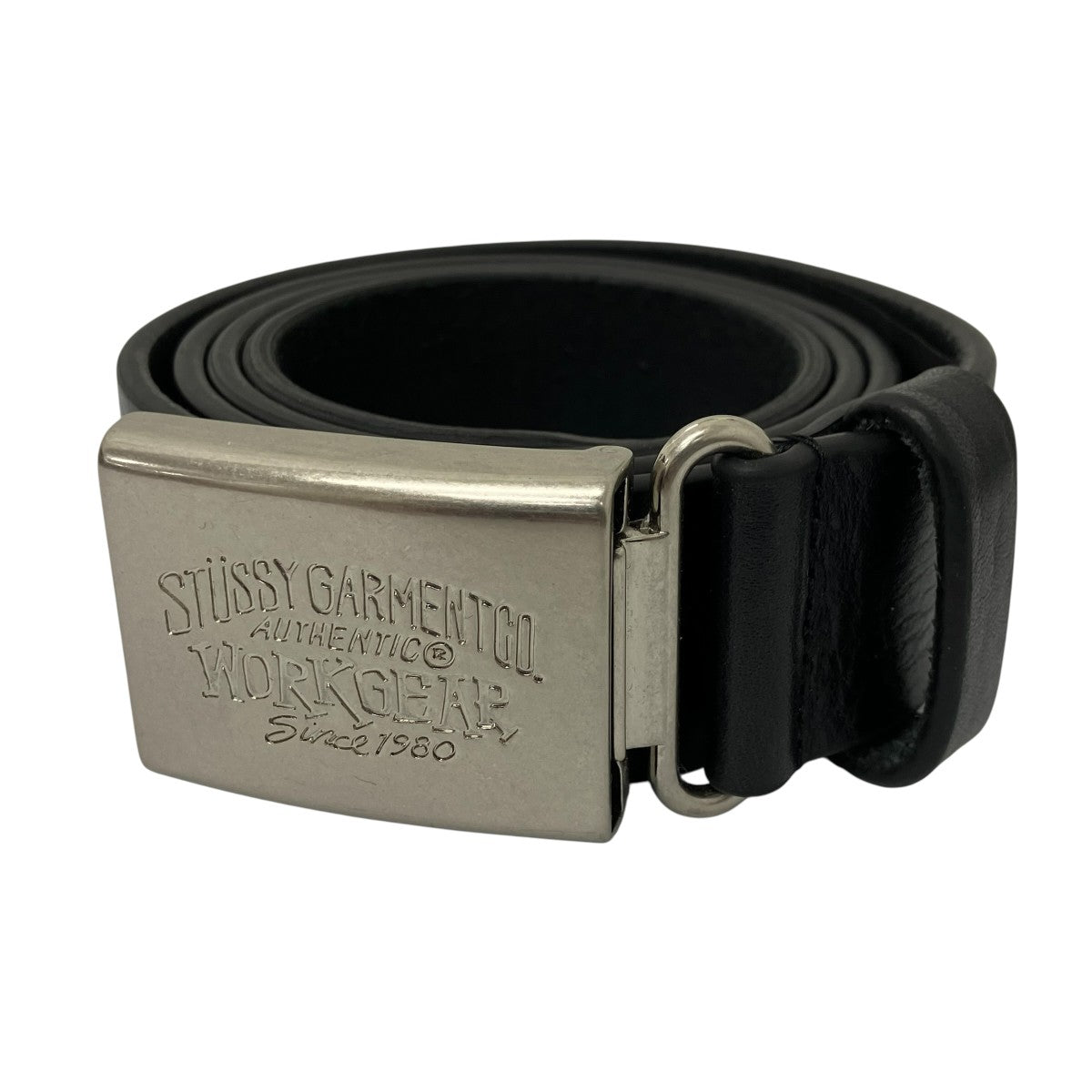 stussy WORKGEAR BUCKLE BELT カウレザーベルト 古着・中古-1枚目のアイテム画像