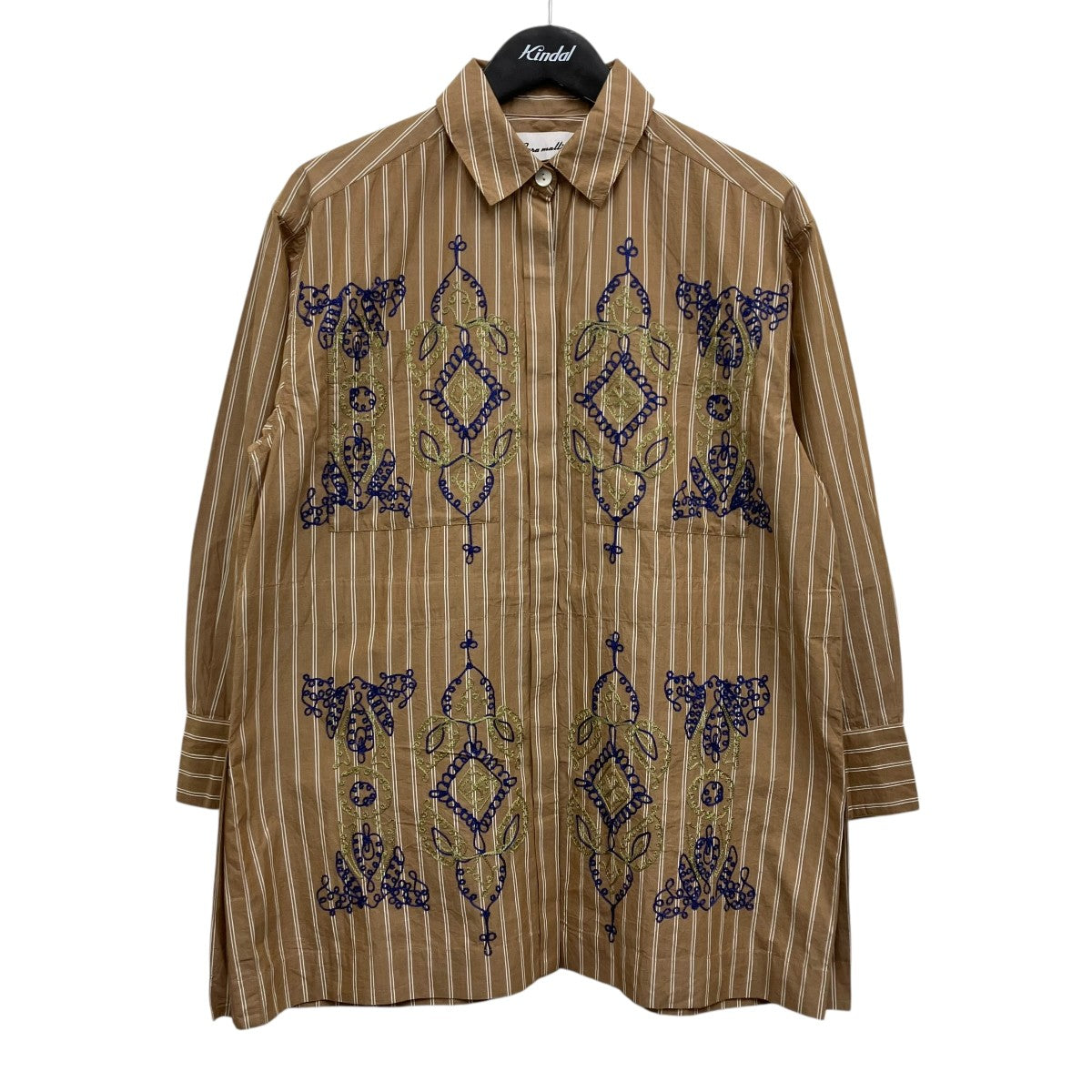 sara mallika Cotton Aari Embroidery Stripe Shirt エンブロイダリーストライプシャツ 古着・中古-1枚目のアイテム画像