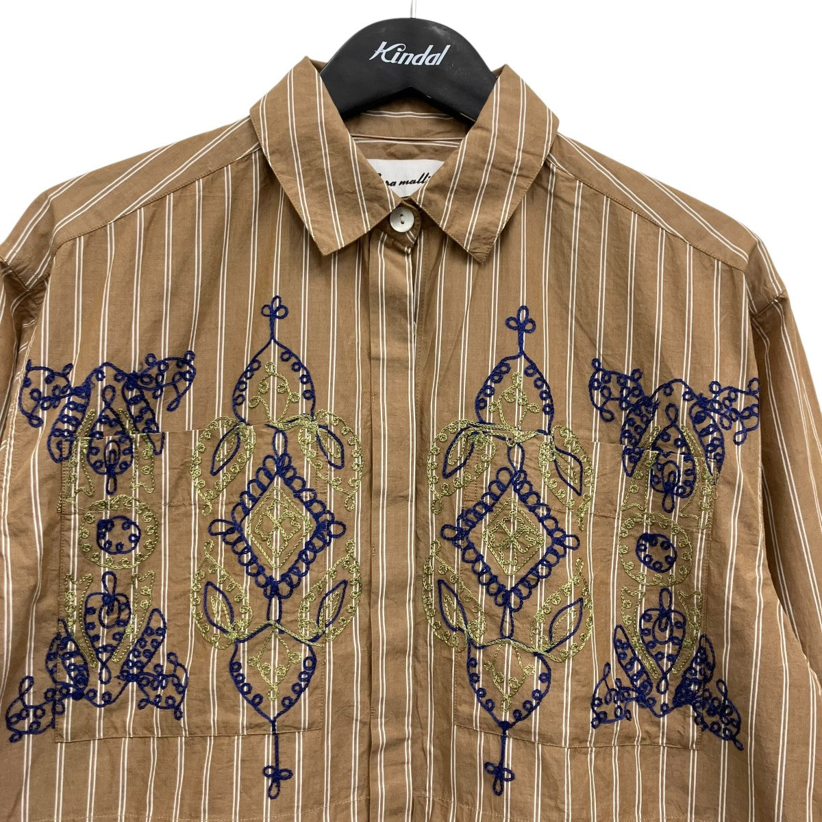 sara mallika Cotton Aari Embroidery Stripe Shirt エンブロイダリーストライプシャツ 古着・中古-3枚目のアイテム画像