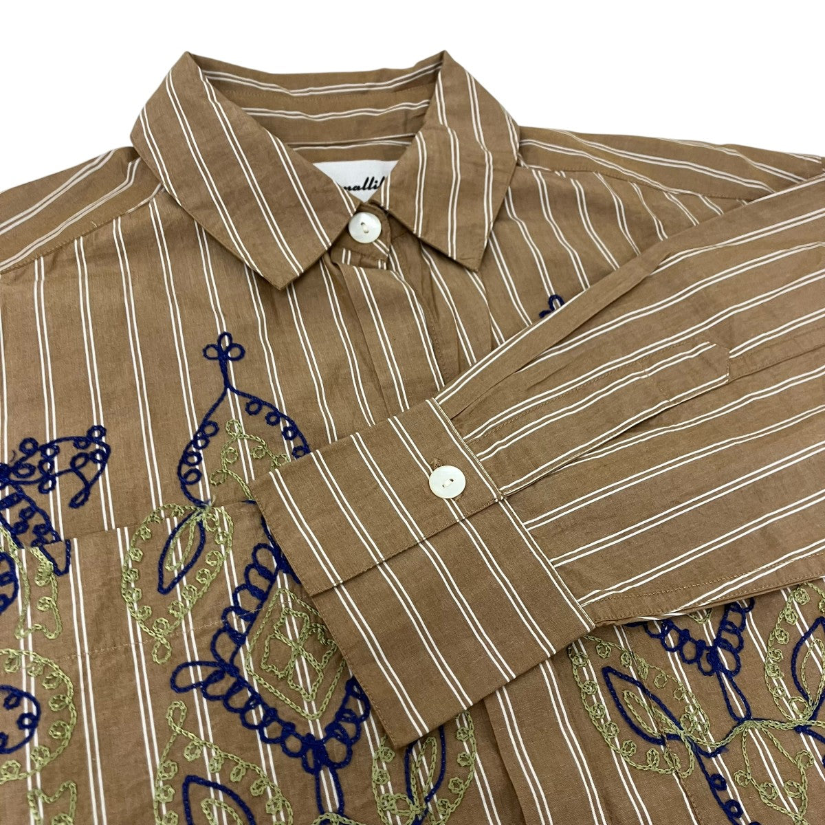 sara mallika Cotton Aari Embroidery Stripe Shirt エンブロイダリーストライプシャツ 古着・中古-4枚目のアイテム画像