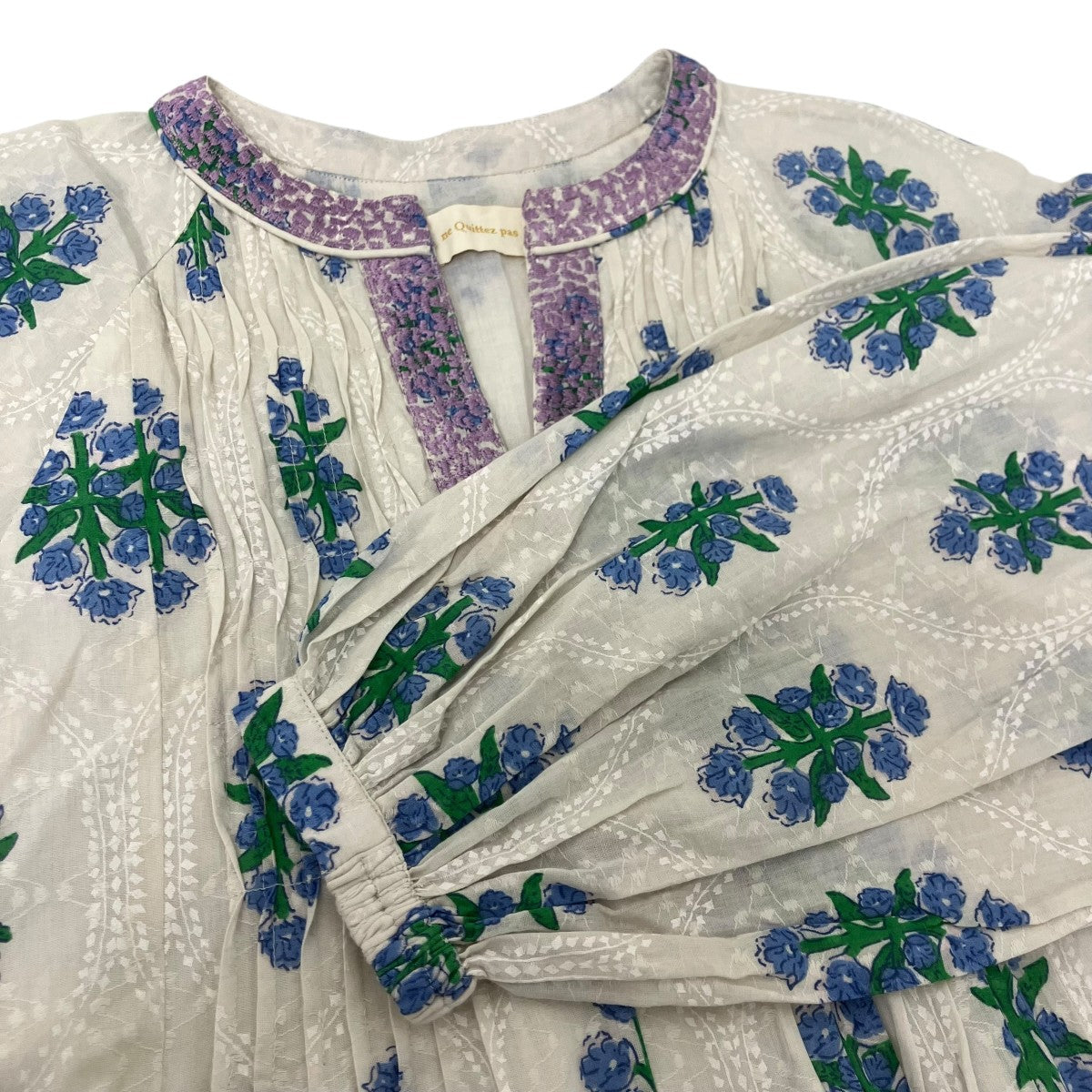 ne quittez pas Cotton Jacquard Iberis Print Pintuck Dress ワンピース 古着・中古-4枚目のアイテム画像