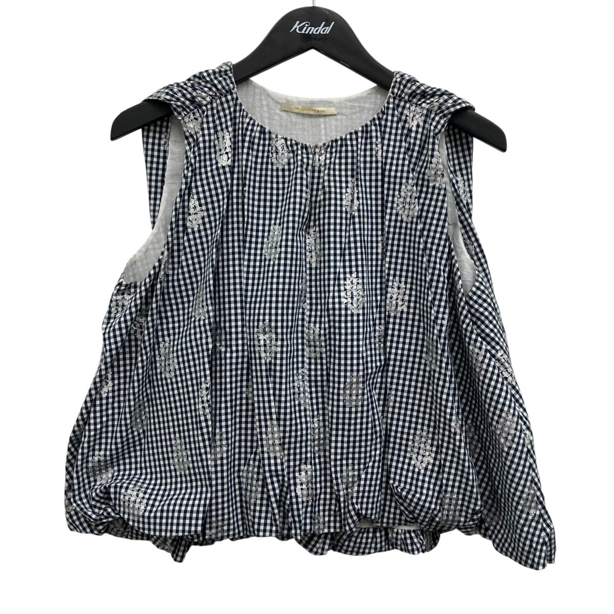 ne quittez pas Poplin Foil Print Balloon Topノースリーブバルーントップス 古着・中古-1枚目のアイテム画像