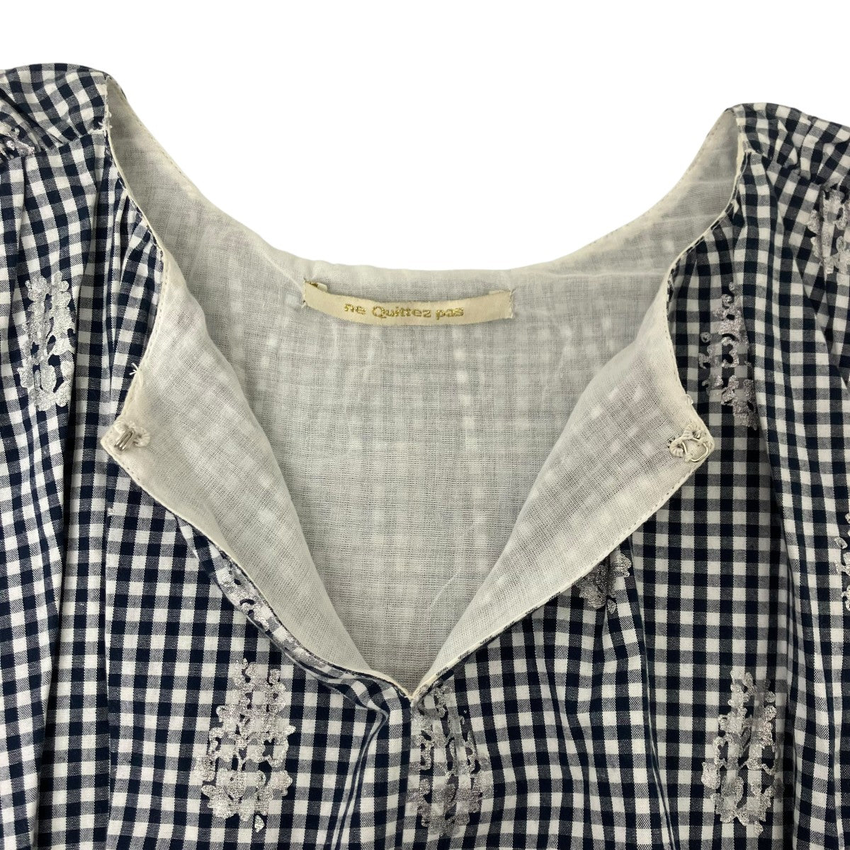 ne quittez pas Poplin Foil Print Balloon Topノースリーブバルーントップス 古着・中古-4枚目のアイテム画像