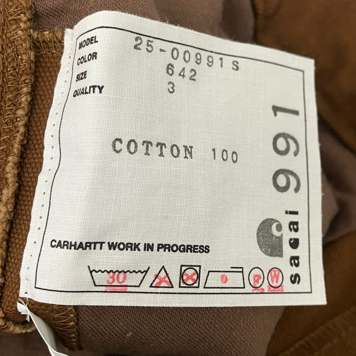 sacai×CarHartt ペインターパンツ 古着・中古-6枚目のアイテム画像