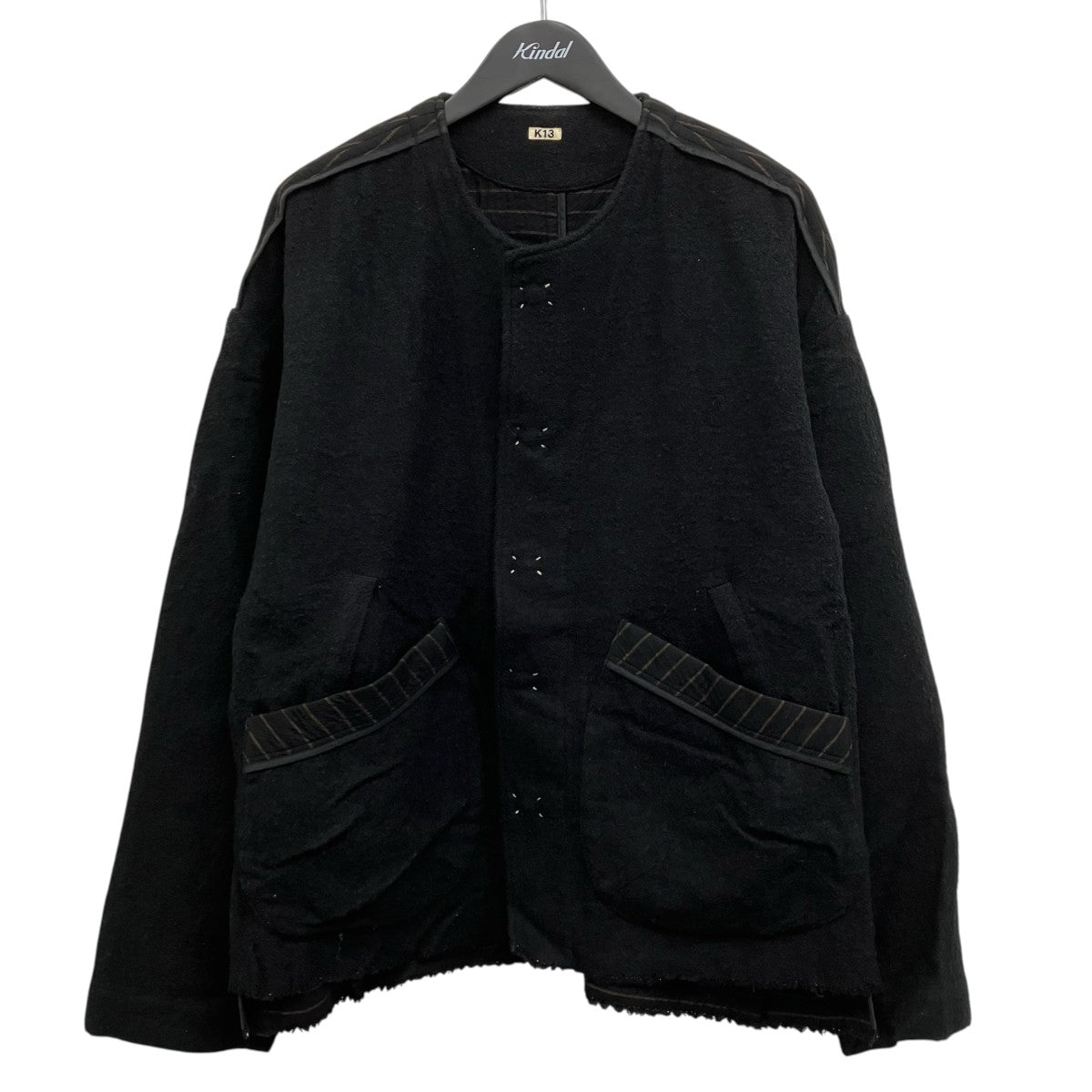 KHOKI ノーカラーウールジャケット 古着・中古-1枚目のアイテム画像