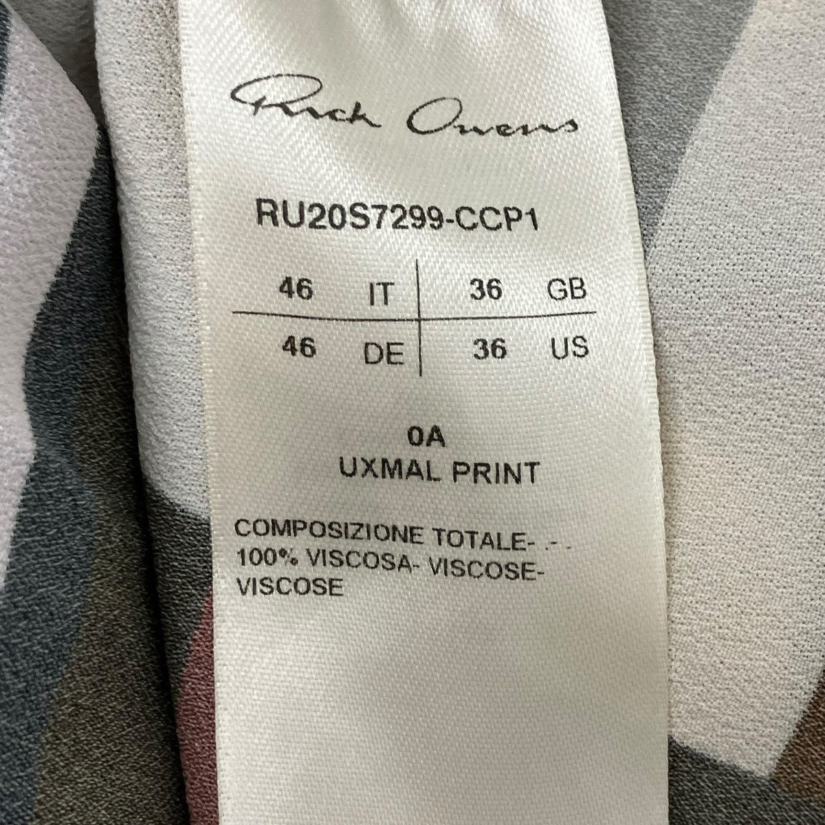 RICK OWENS 総柄シャツ 古着・中古-8枚目のアイテム画像