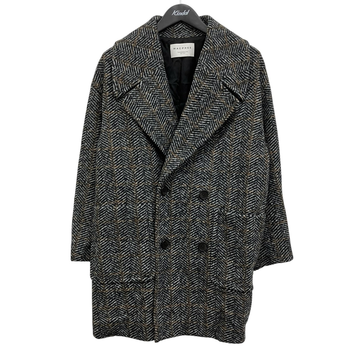 MACPHEE ヘリンボンスライバー ダブルブレストコート 古着・中古-1枚目のアイテム画像