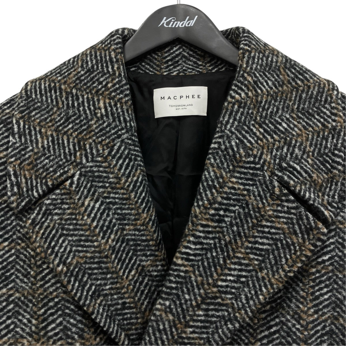 MACPHEE ヘリンボンスライバー ダブルブレストコート 古着・中古-3枚目のアイテム画像