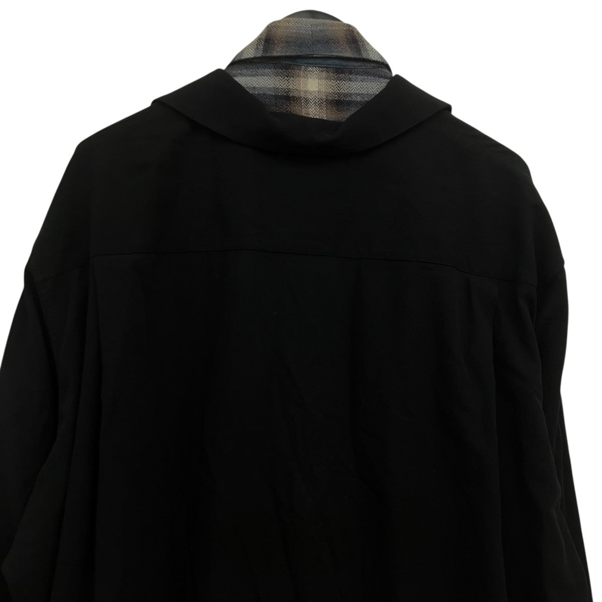 Maison MIHARA YASUHIRO シャツドッキング チェック柄 フランネル ショールカラー ガウン ロング コート 古着・中古-4枚目のアイテム画像