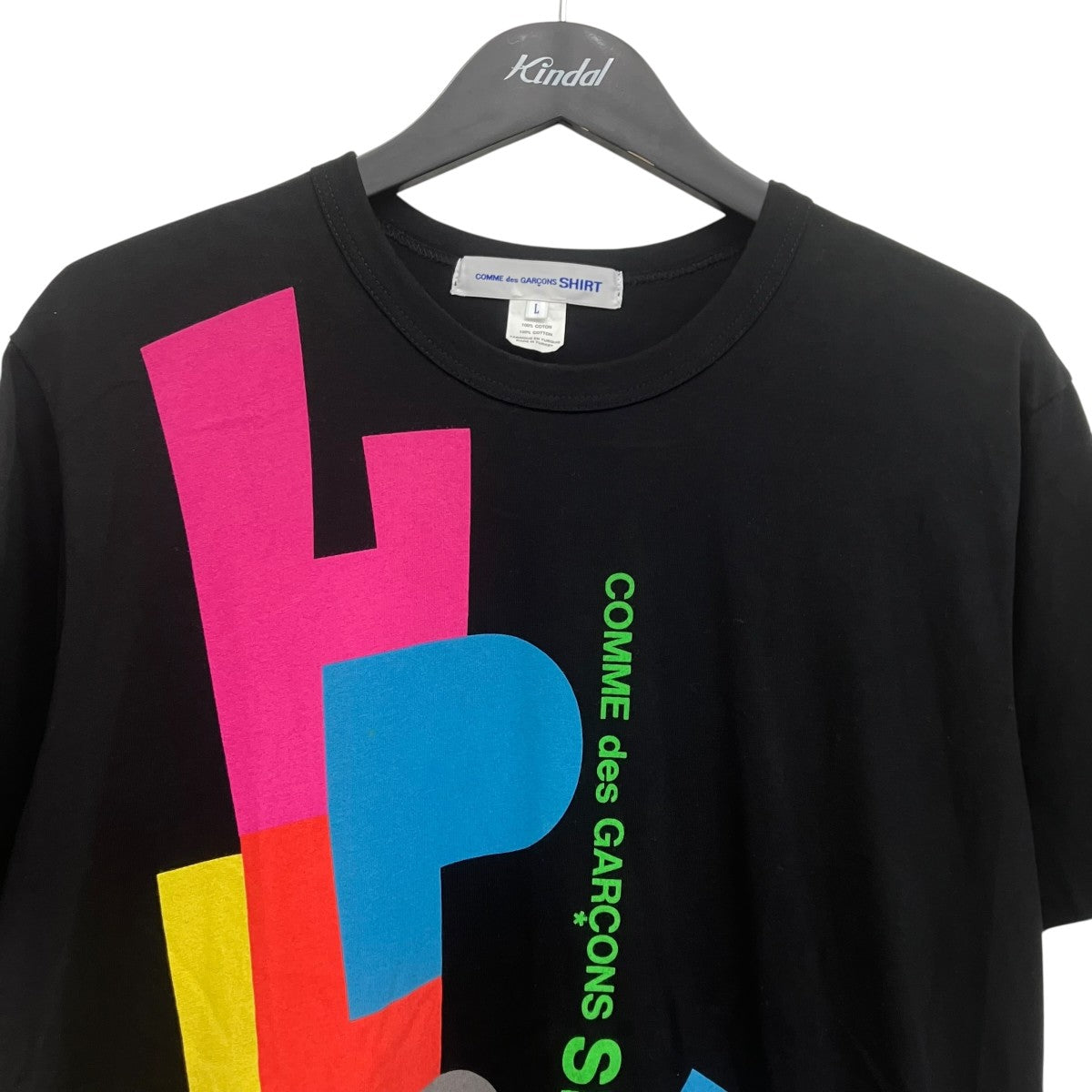 COMME des GARCONS SHIRT cotton plain poplin with print digital print C t-shirt-24 プリントTシャツ 古着・中古-3枚目のアイテム画像