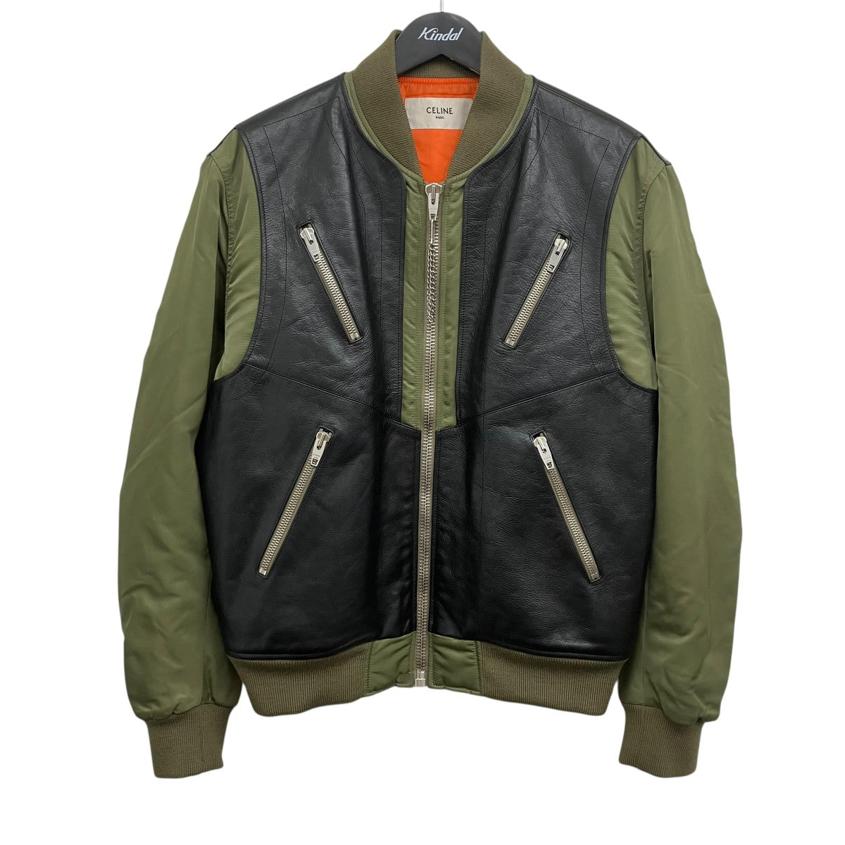 CELINE bi-material jacket MA-1 レザー切替オーバーサイズジャケット 古着・中古-1枚目のアイテム画像