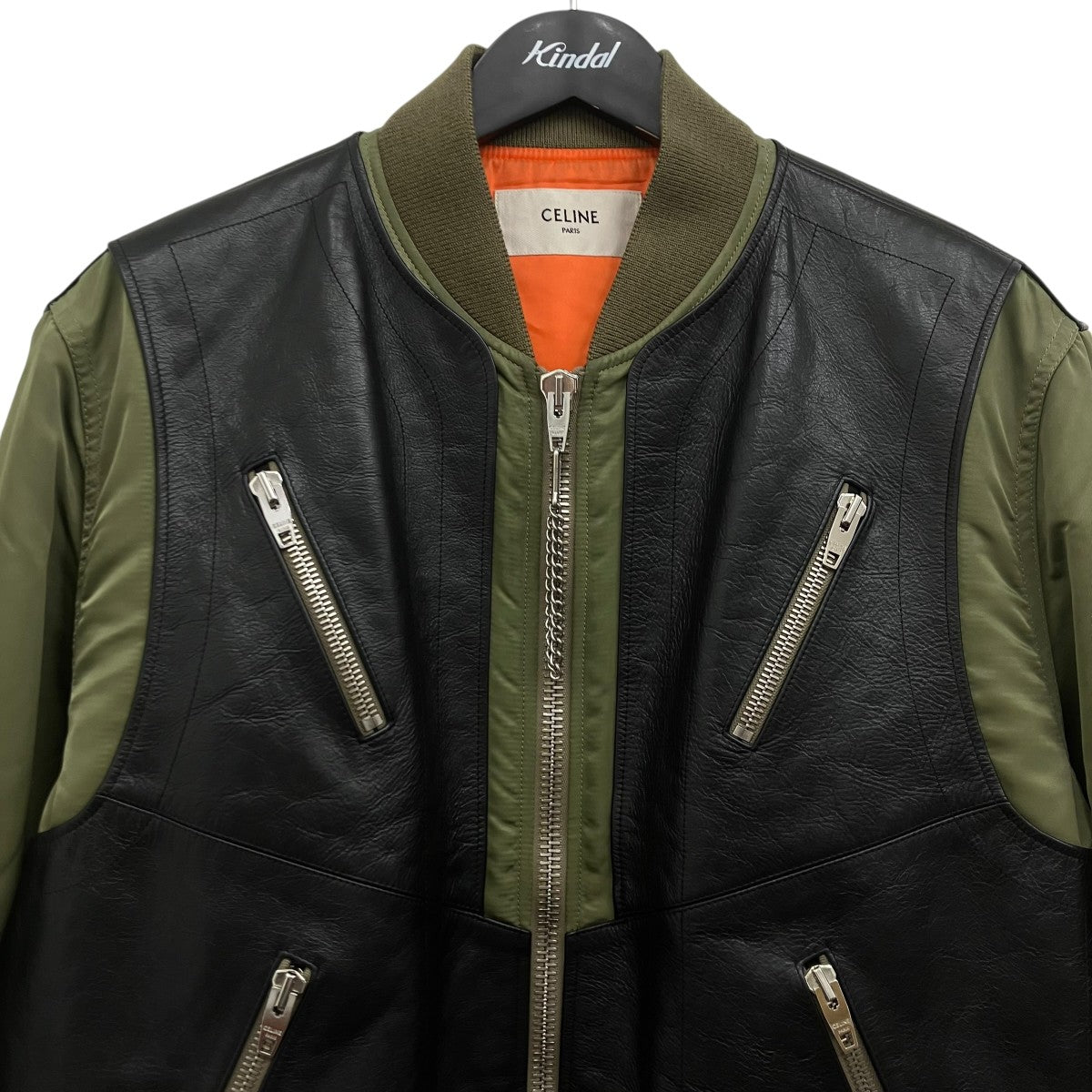 CELINE bi-material jacket MA-1 レザー切替オーバーサイズジャケット 古着・中古-3枚目のアイテム画像