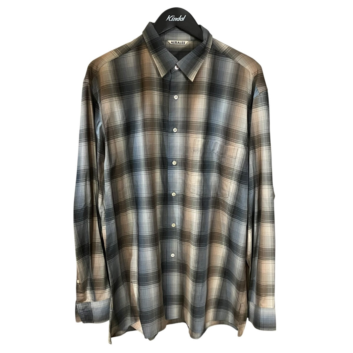 AURALEE SUPER LIGHT WOOL CHECK SHIRTS オンブレチェックシャツ 古着・中古-1枚目のアイテム画像
