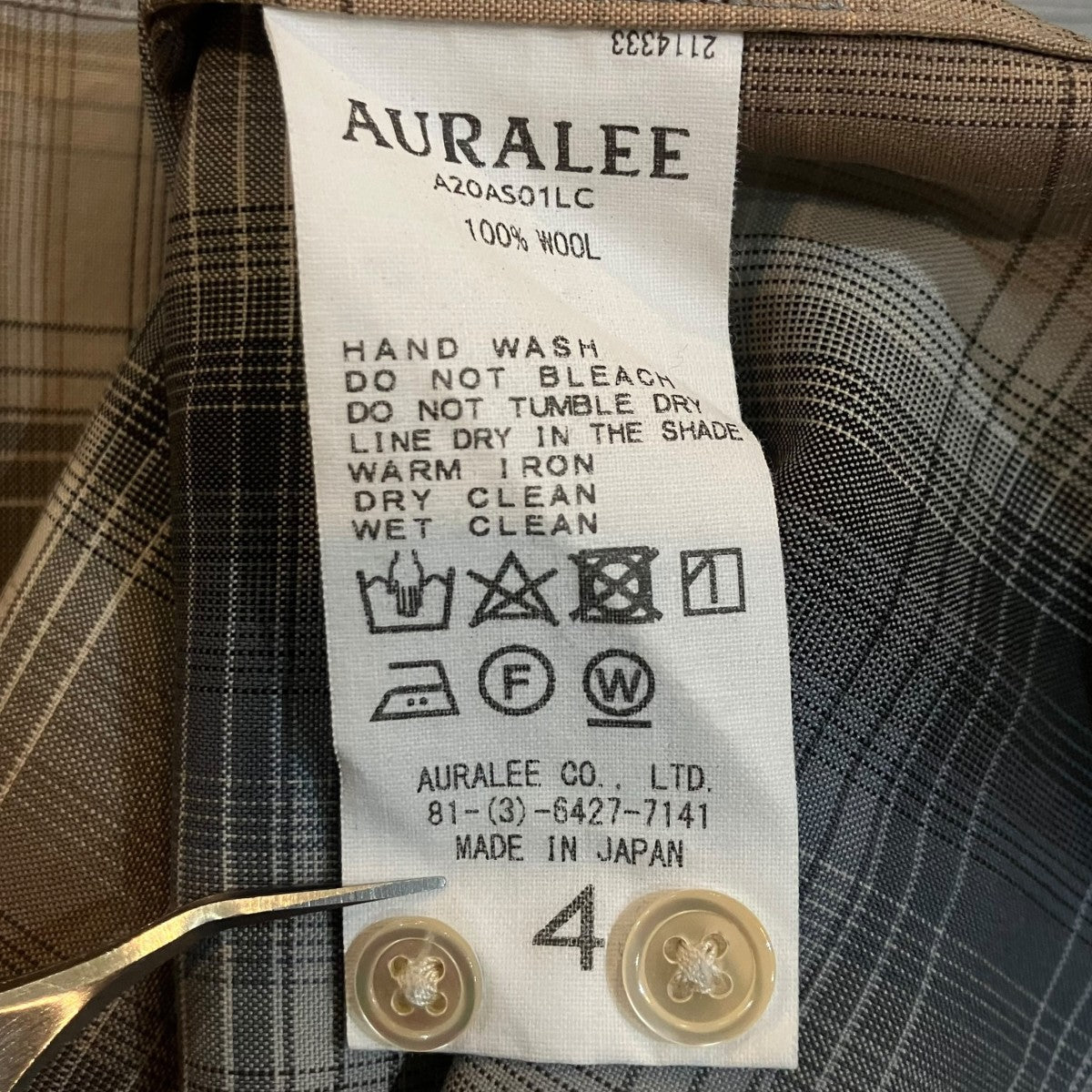 AURALEE SUPER LIGHT WOOL CHECK SHIRTS オンブレチェックシャツ 古着・中古-5枚目のアイテム画像
