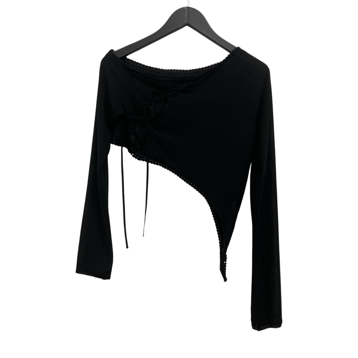 THEREDTHREAD S lace up curve tops シアーカットソー 古着・中古-2枚目のアイテム画像
