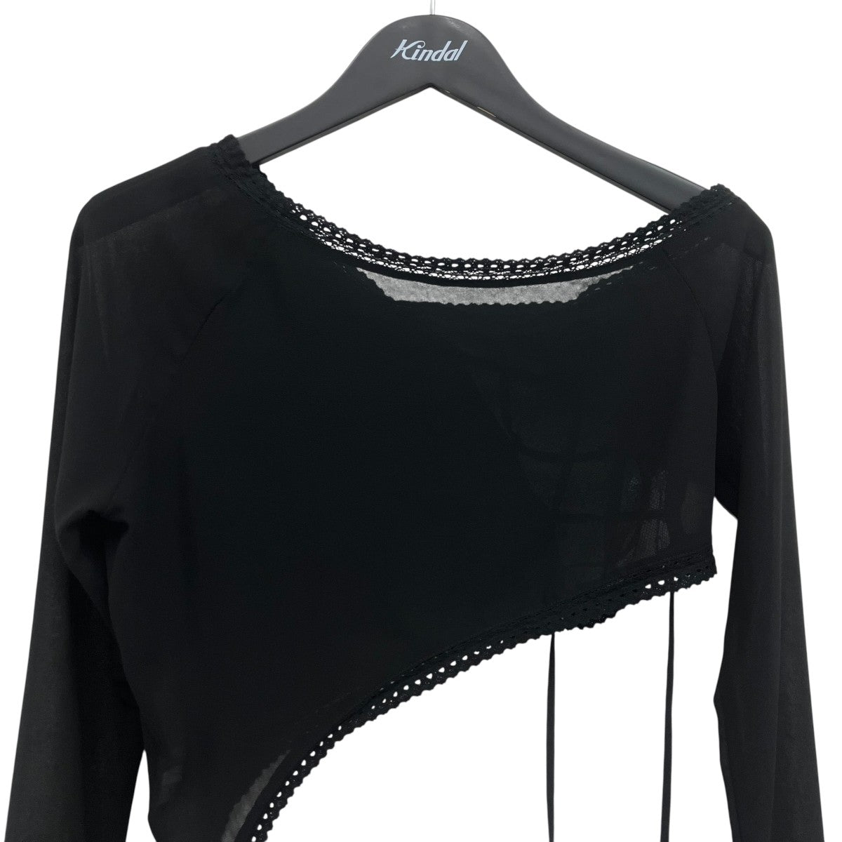 THEREDTHREAD S lace up curve tops シアーカットソー 古着・中古-3枚目のアイテム画像