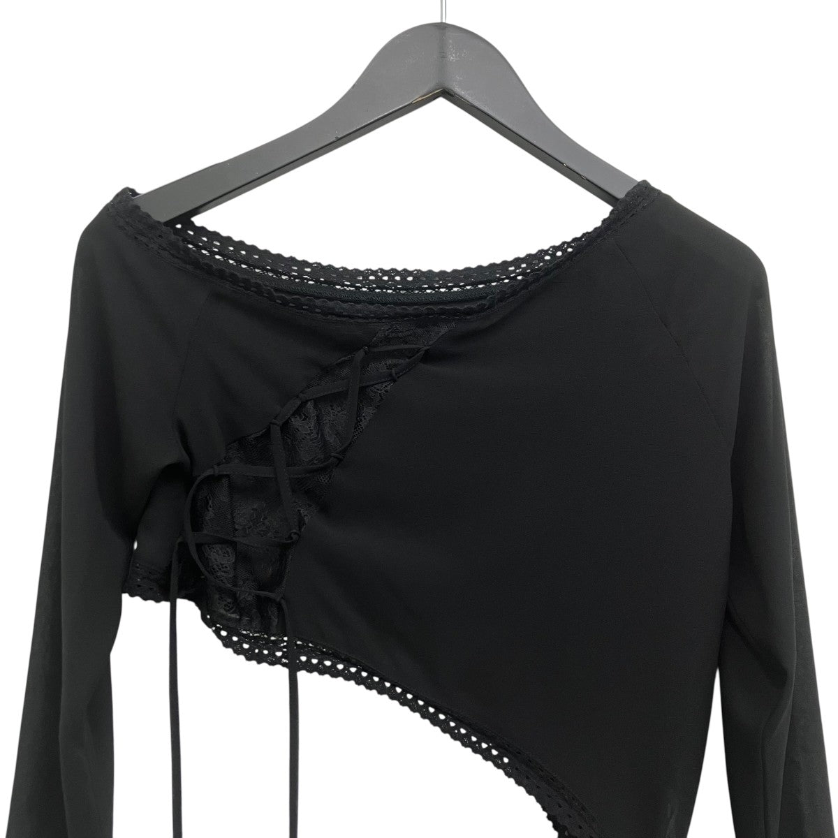 THEREDTHREAD S lace up curve tops シアーカットソー 古着・中古-4枚目のアイテム画像